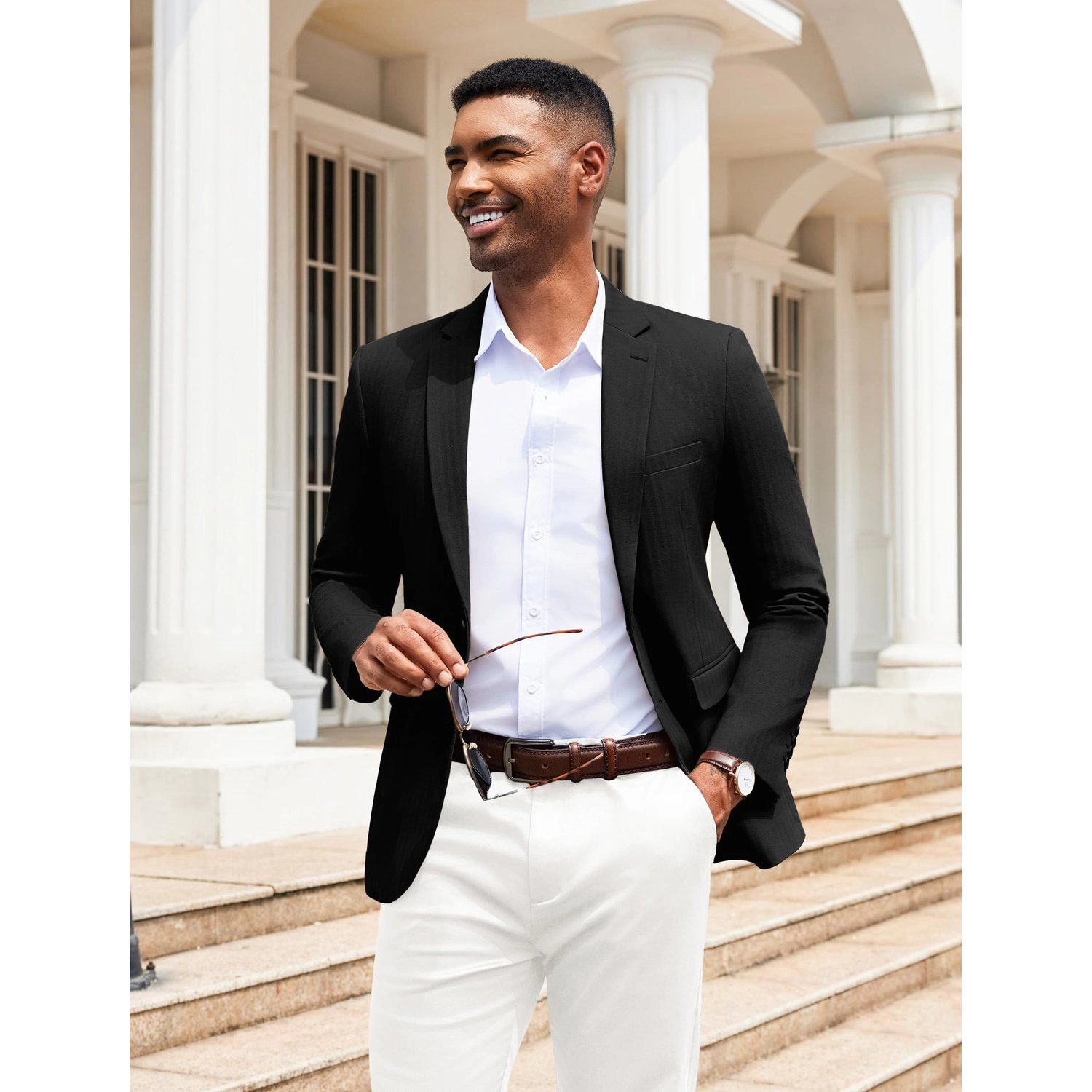 COOFANDY Mens Classic Two Button Blazer Notched Lapel Slim Fit Casual Sport Coat