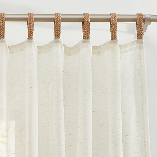 HLC.ME Lena Burlap Flax Linen Semi Sheer Privacy Sun Light Filtering Transparent Tab Top Thick Curtains Panels, Set of 2
