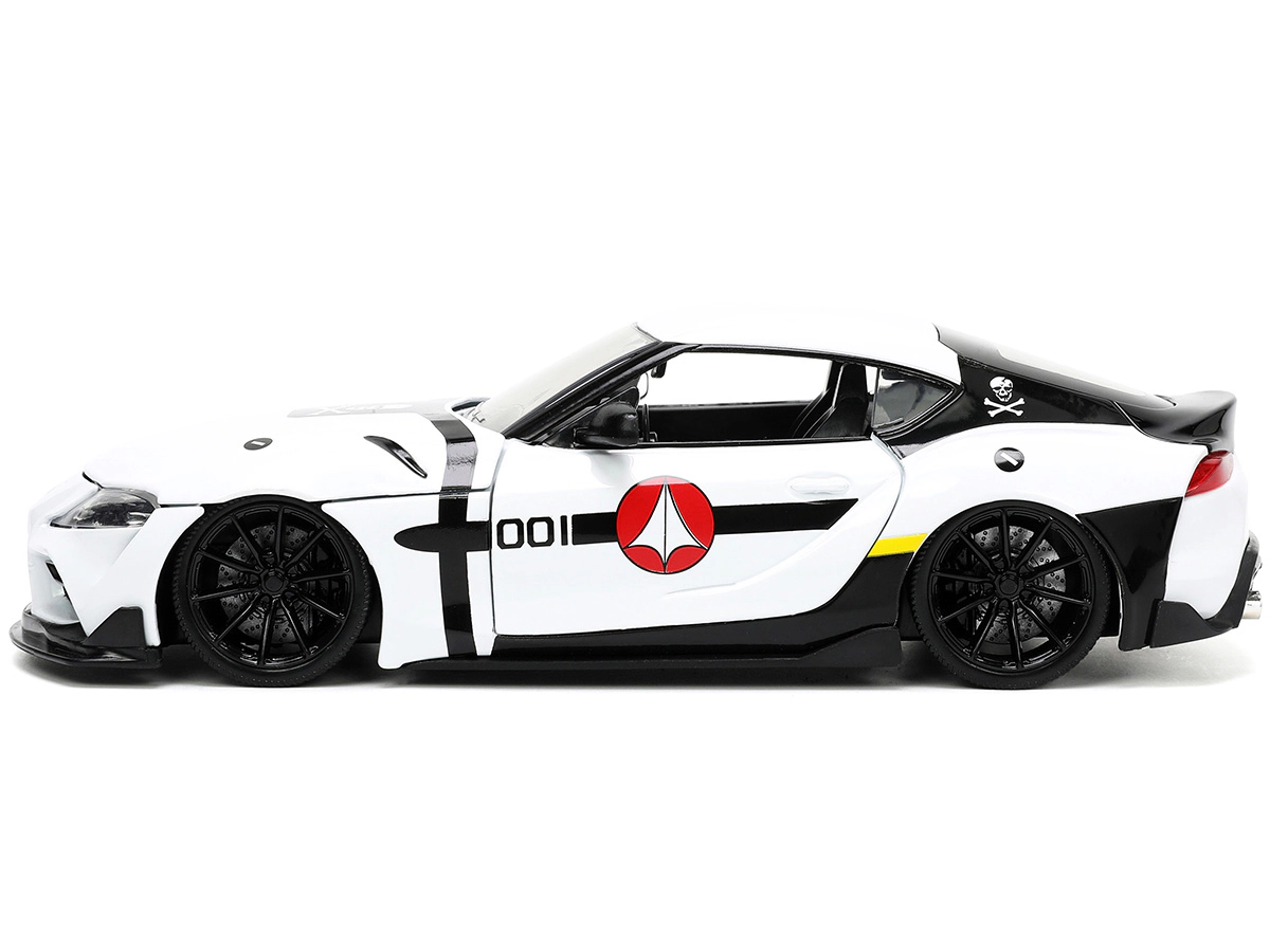 Jada Collectible 2020 Toyota Supra White And Roy Focker Diecast Figurine "Robotech" "Hollywood Rides" Series 1/24