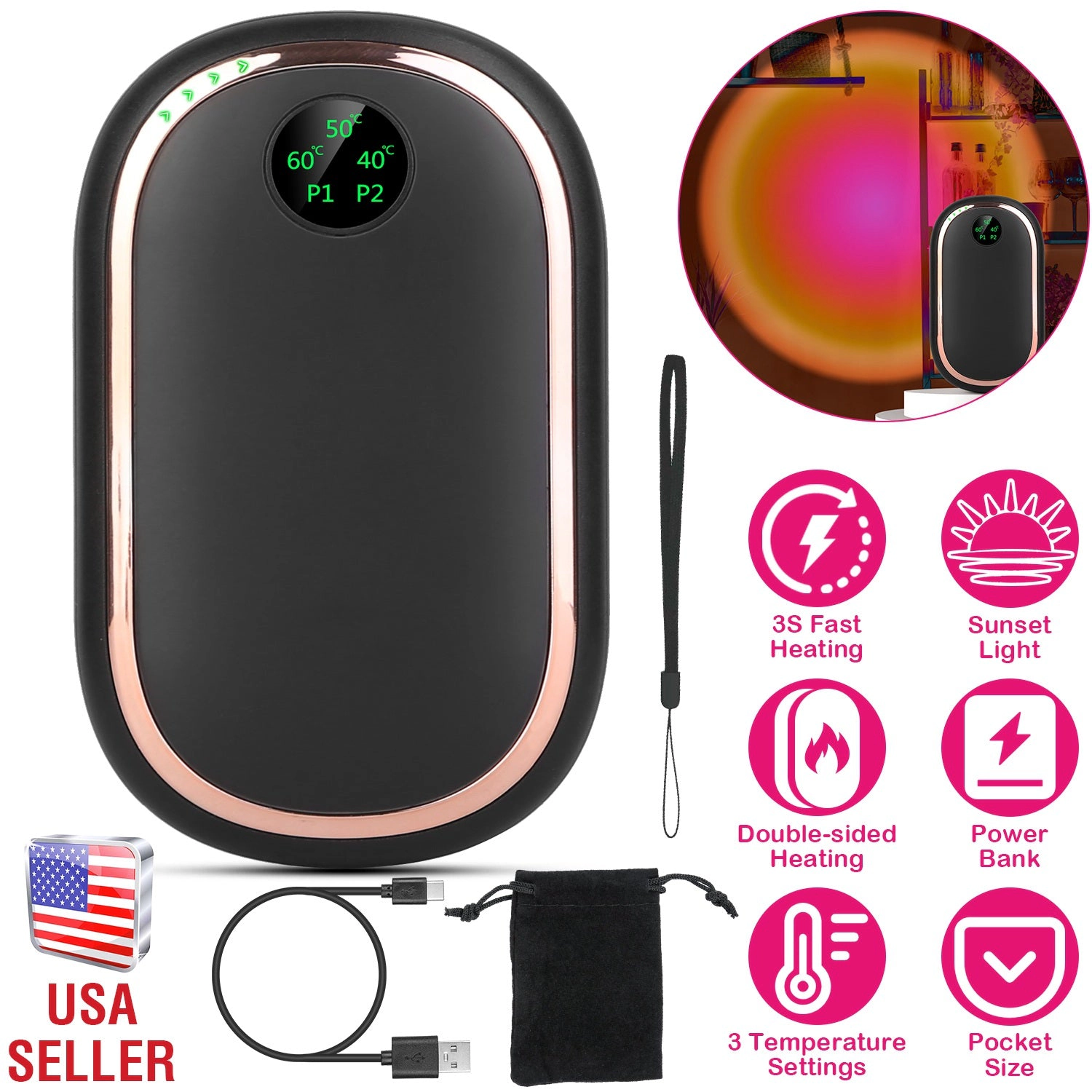 GBruno Rechargeable 2-in-1 Hand Warmer Power Bank