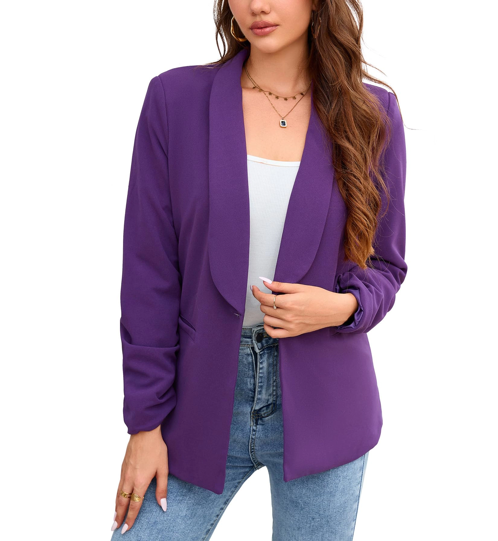 YesFashion Women's Long Sleeve Open Front Blazer