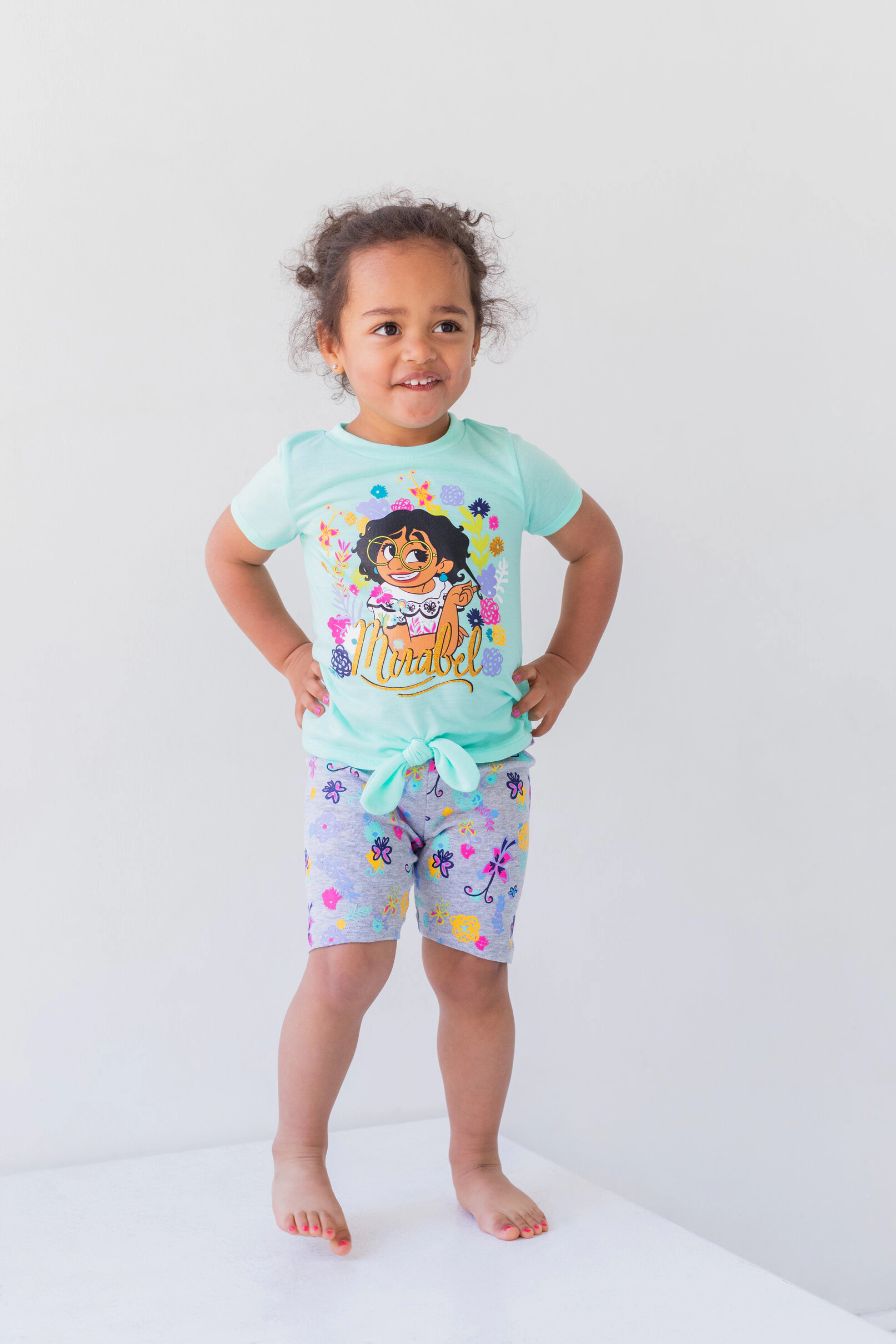 Disney Encanto Mirabel Girls' 2-Piece T-Shirt and Bike Shorts Set