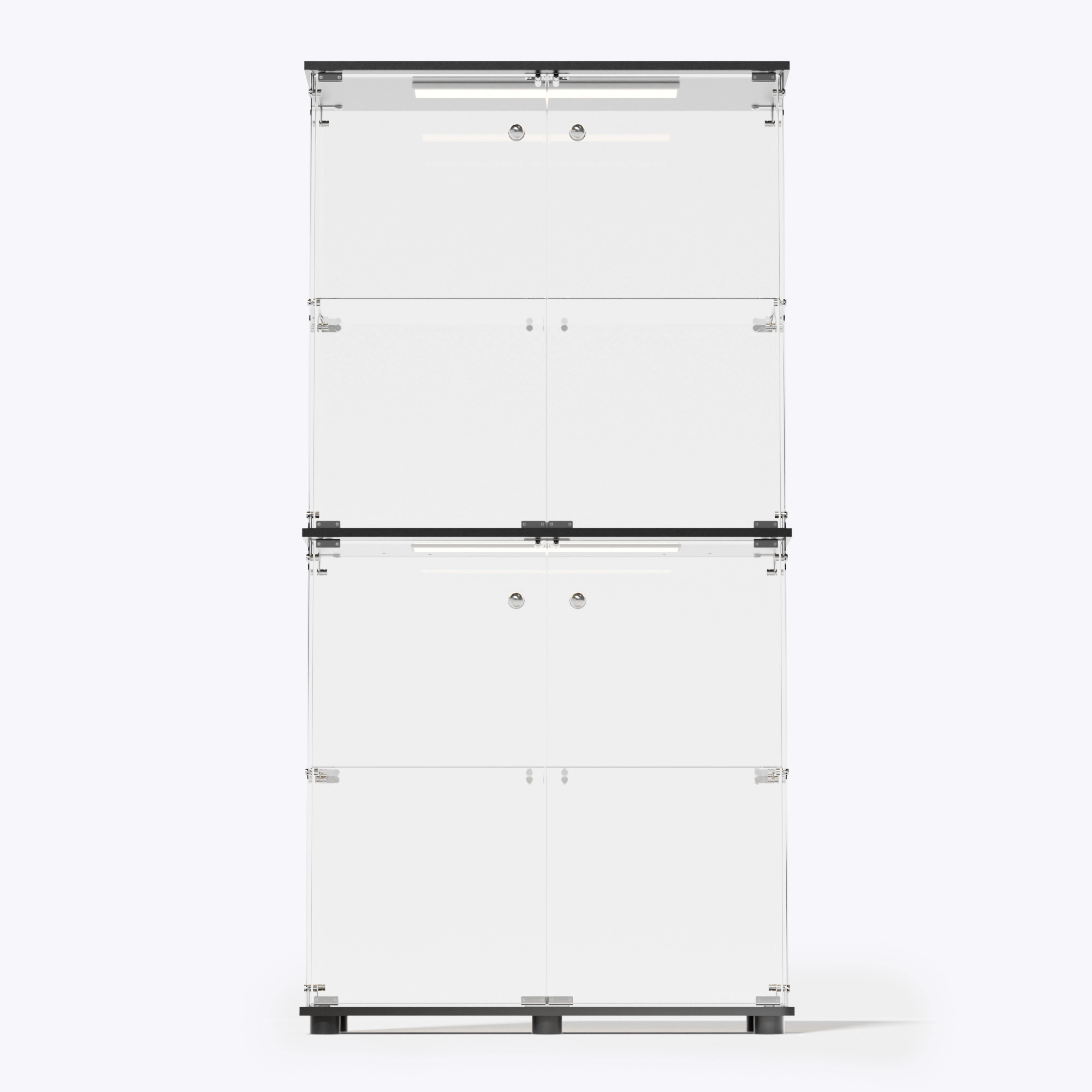 Black 46.4 in. 3-Tier Tempered Glass Display Cabinet Accent Storage Cabinet with 3-Color LED Lights