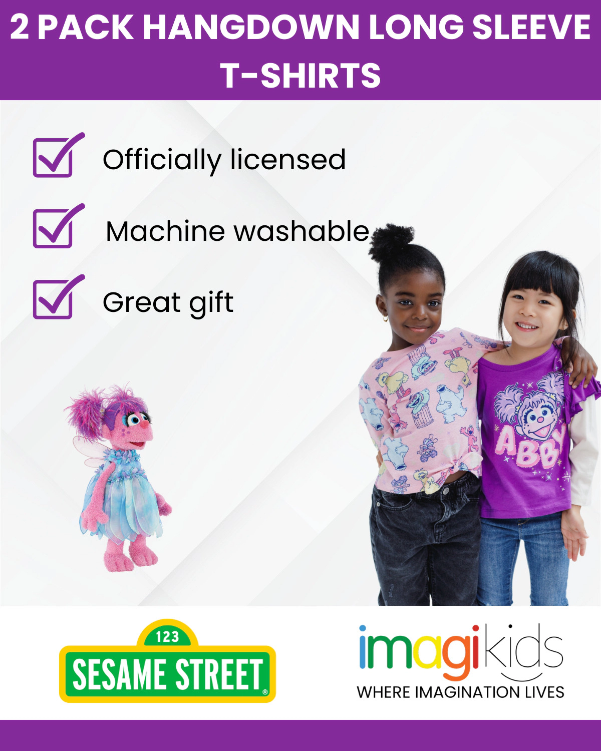 Sesame Street Girls' 2-Pack Long Sleeve T-Shirts