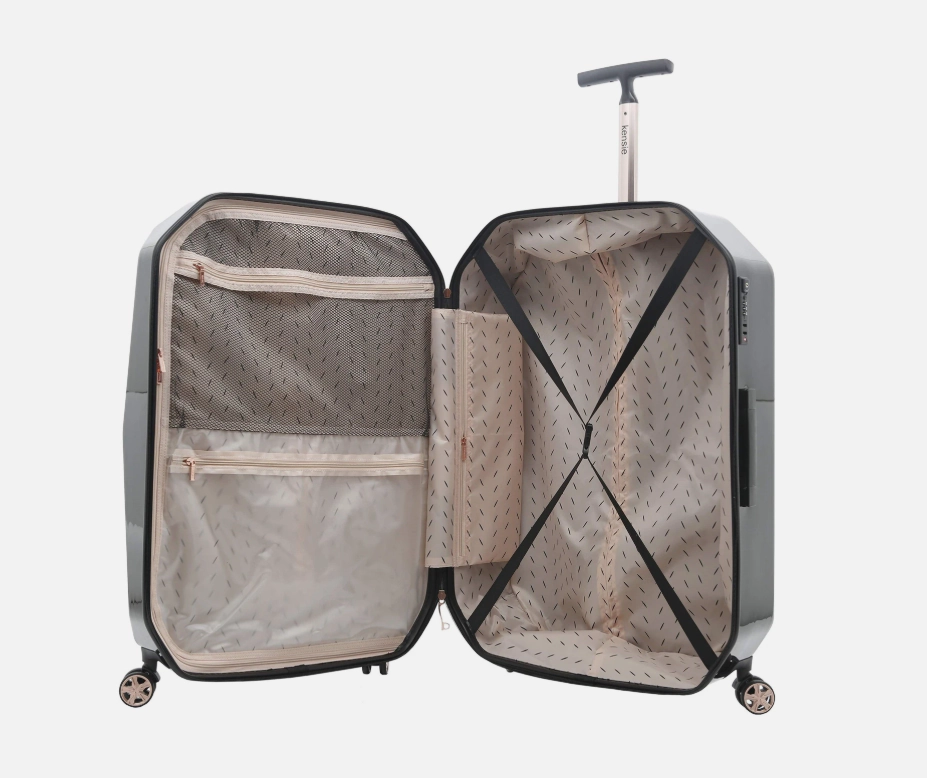 Kensie Women's Gemstone Luggage, Black, 2 Piece Set (28"/20")