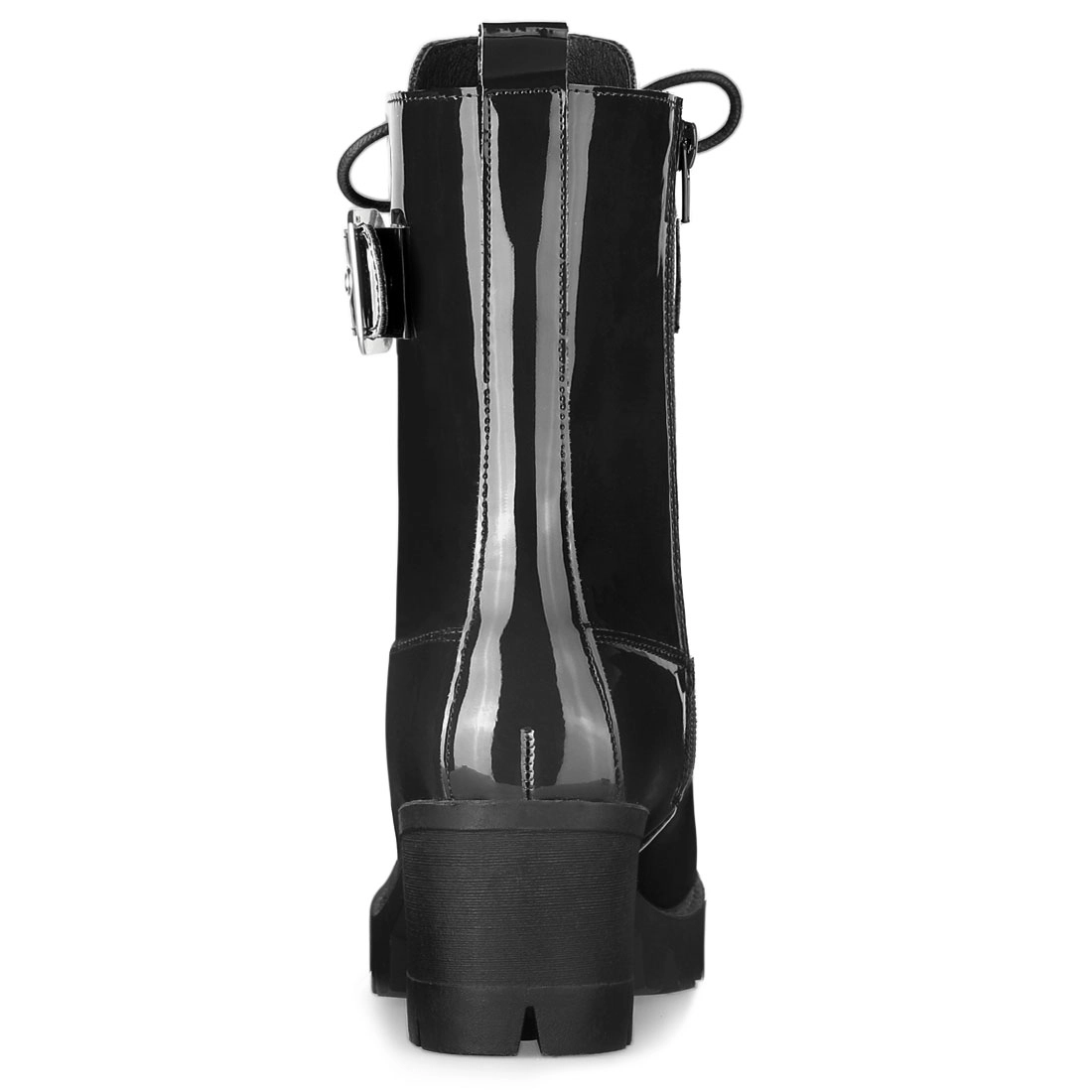 BLISSFUL STEP Women's Zip Platform Chunky Heel Combat Boots