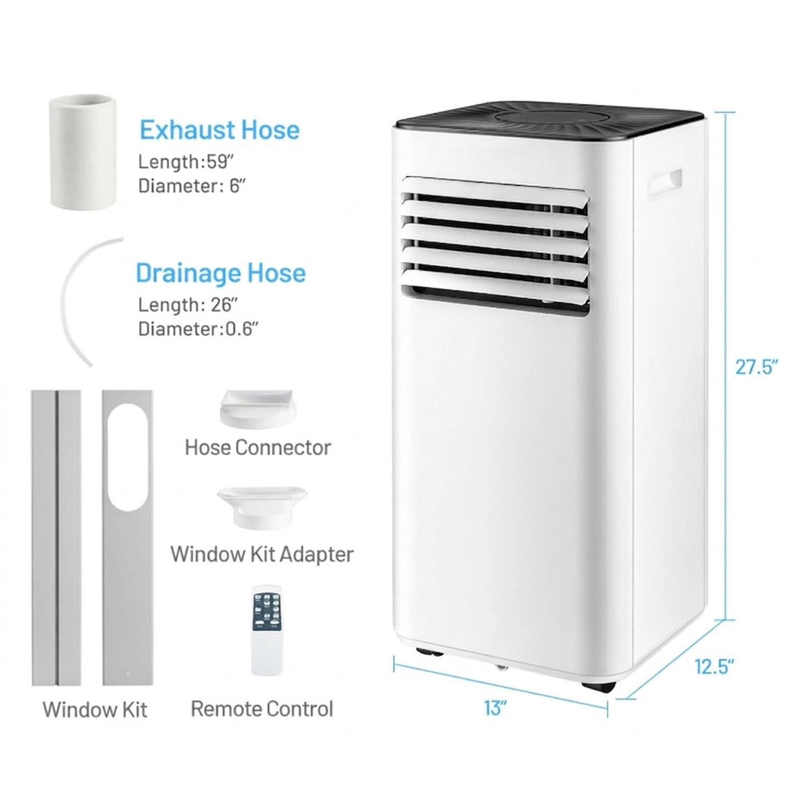 SUGIFT White 10000-BTU 3-in-1 Portable Air Conditioner with Dehumidifier and 4 Modes 13-in W 12.5-in D 27.5-in H