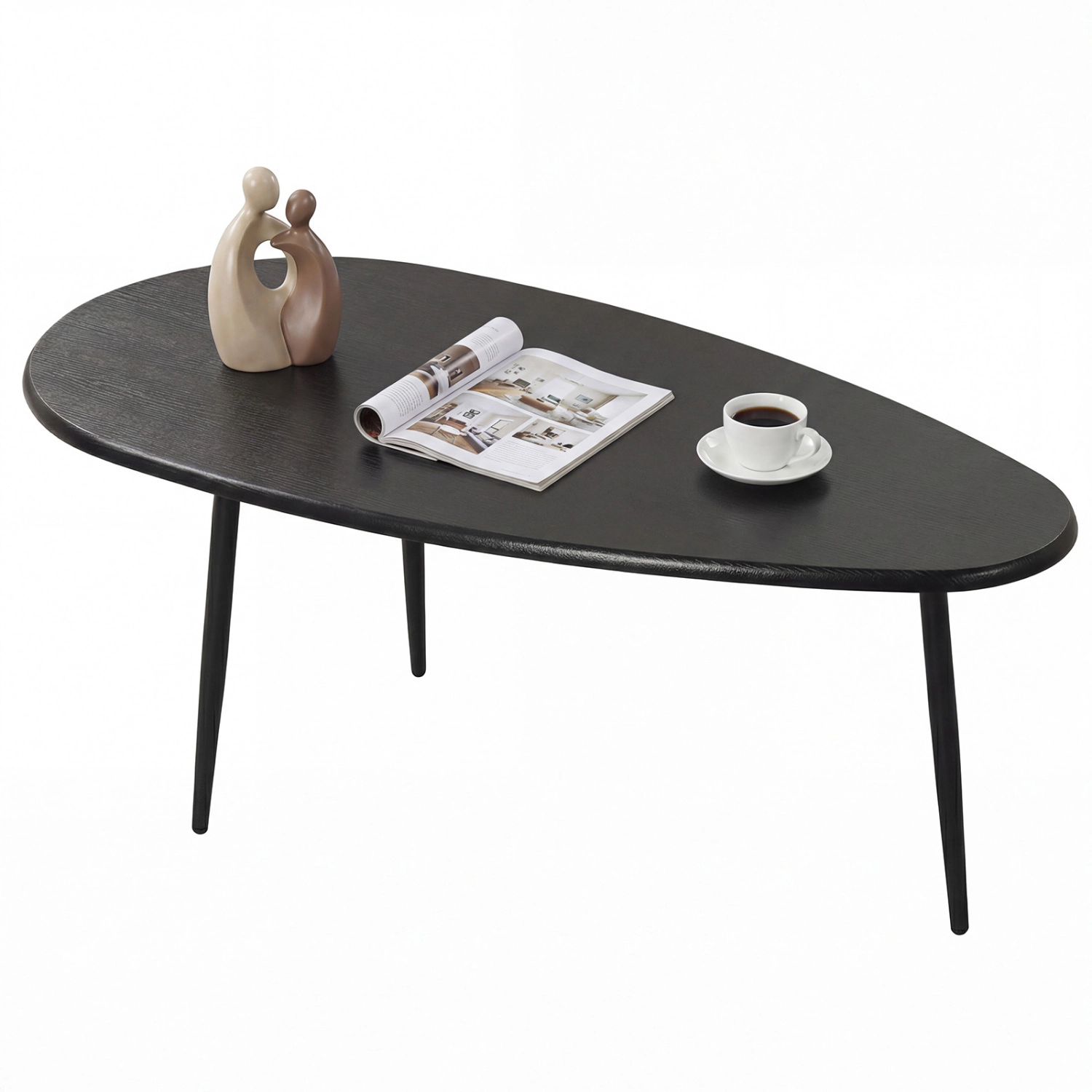 Glintex 42.5-Inch Oval Coffee Table with Metal Legs and Rounded Edges