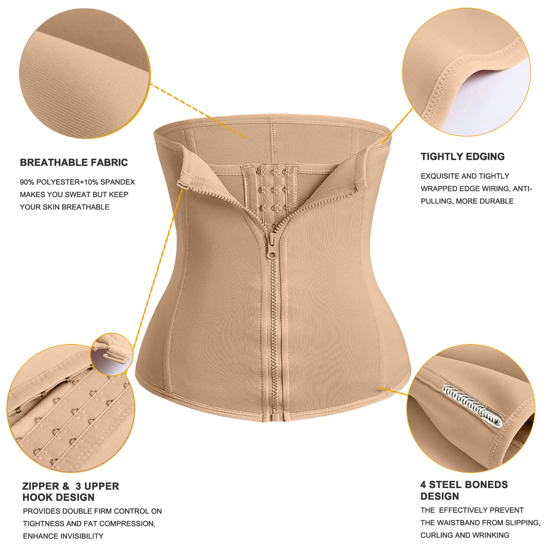 Nebility Women Zipper Tummy Control Waist Trainer Corset