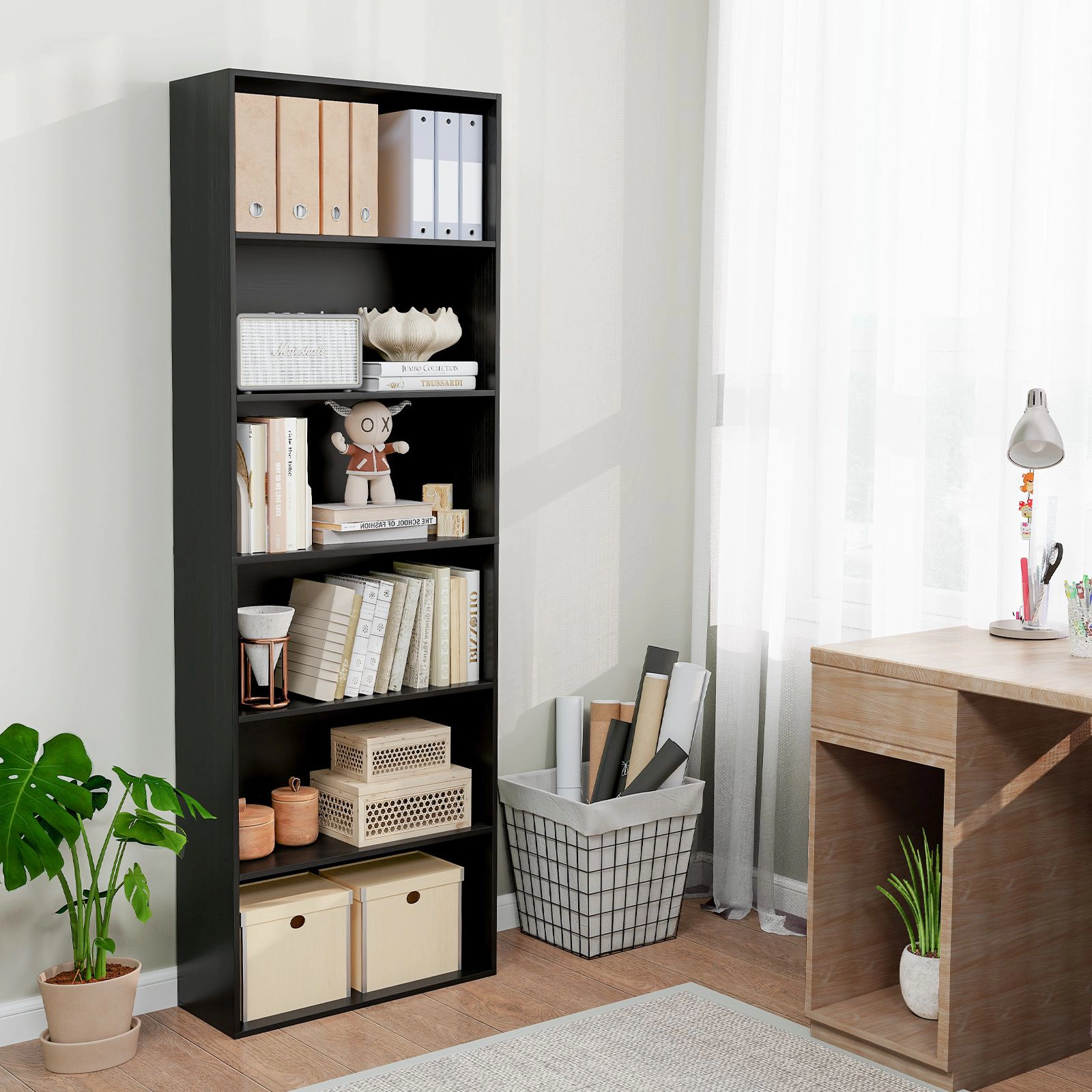 SlickBlue 70 Inch Freestanding Bookcase Display Shelf with 6 Storage Tiers