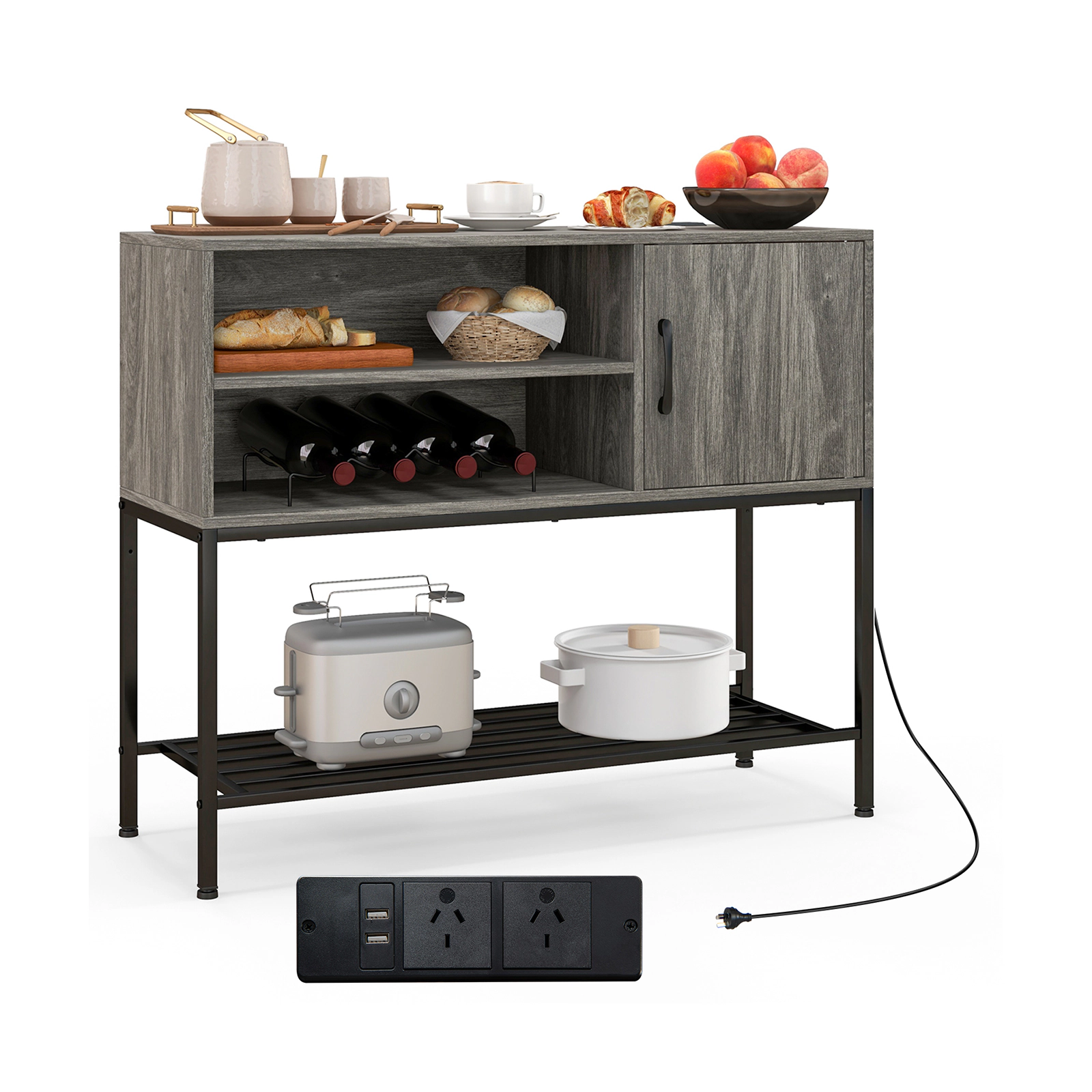 Glintex 40-Inch Coffee Bar Cabinet with Power Outlets and USB Ports