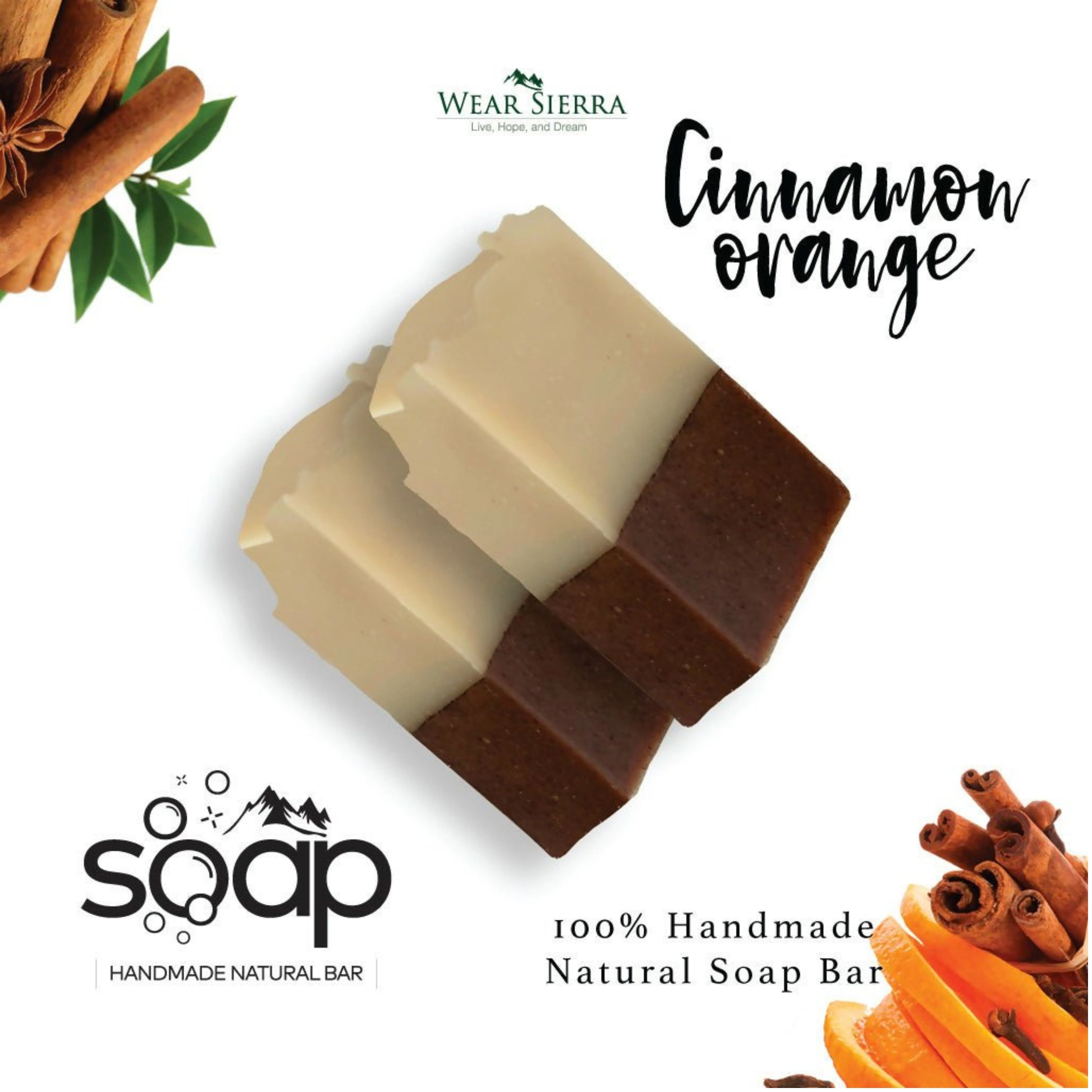Wear Sierra Handmade Cinnamon and Orange Bar Soap Pack Of