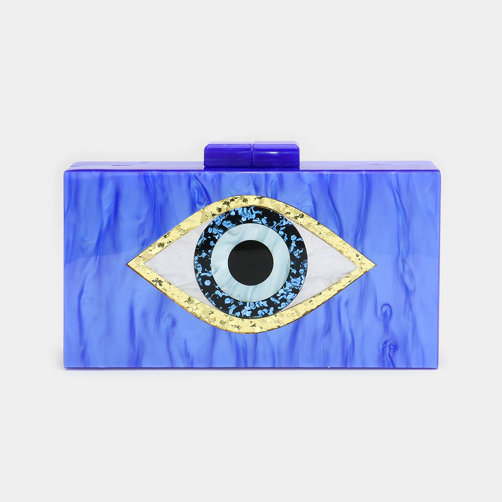 Fashnzfab Glittered Evil Eye Celluloid Acetate Clutch Crossbody Bag