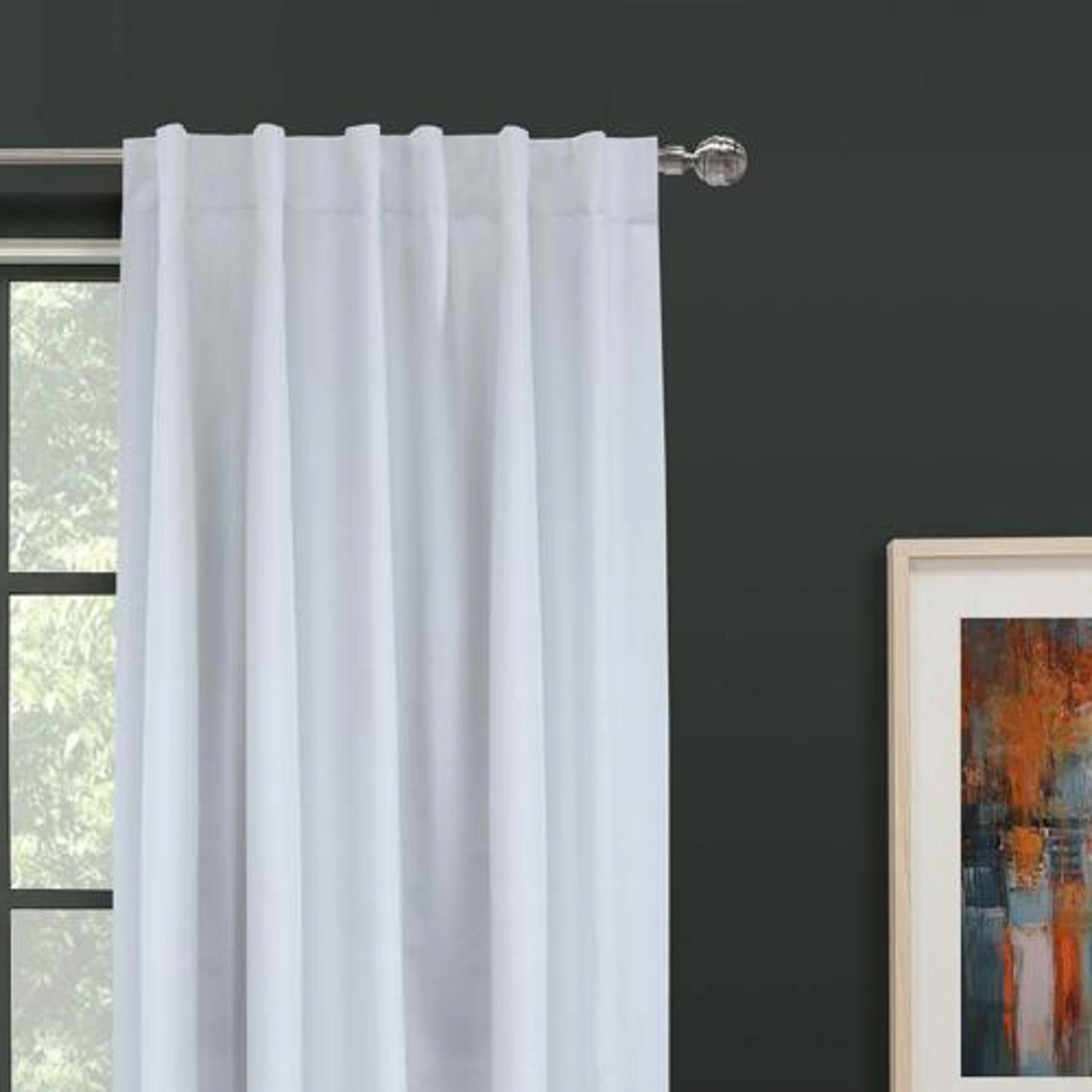 Thermaplus Baxter Total Blackout Back Tab Curtain - 52x95", White