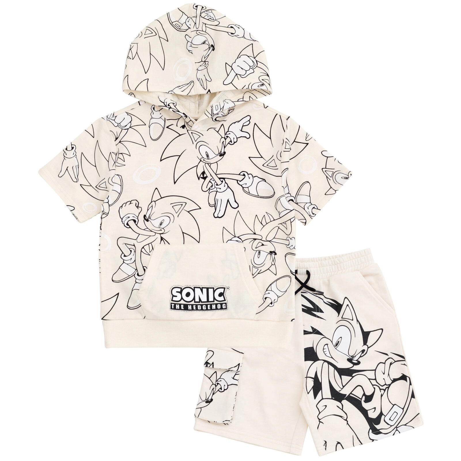SEGA Sonic the Hedgehog Boys' 2-Piece Hooded T-Shirt and Shorts Set