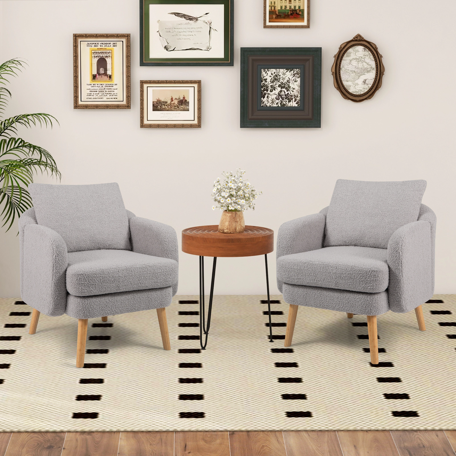 LJG Sherpa Accent Chair Modern Living Room Chair with Seat