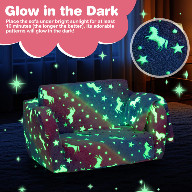 Hivvago 2-In-1 Folding Kids Couch With Blanket Glow The Dark