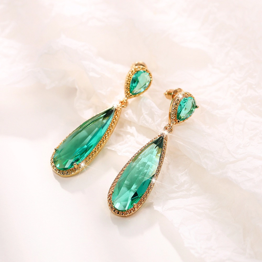 Gorgeous Pear Cubic Zirconia Long Hanging Earrings