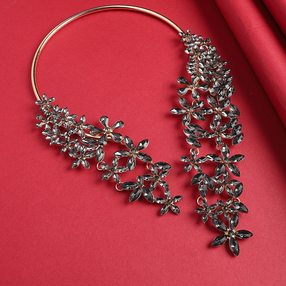 SOHI Women's Crytstal-Cluster Statement Necklace
