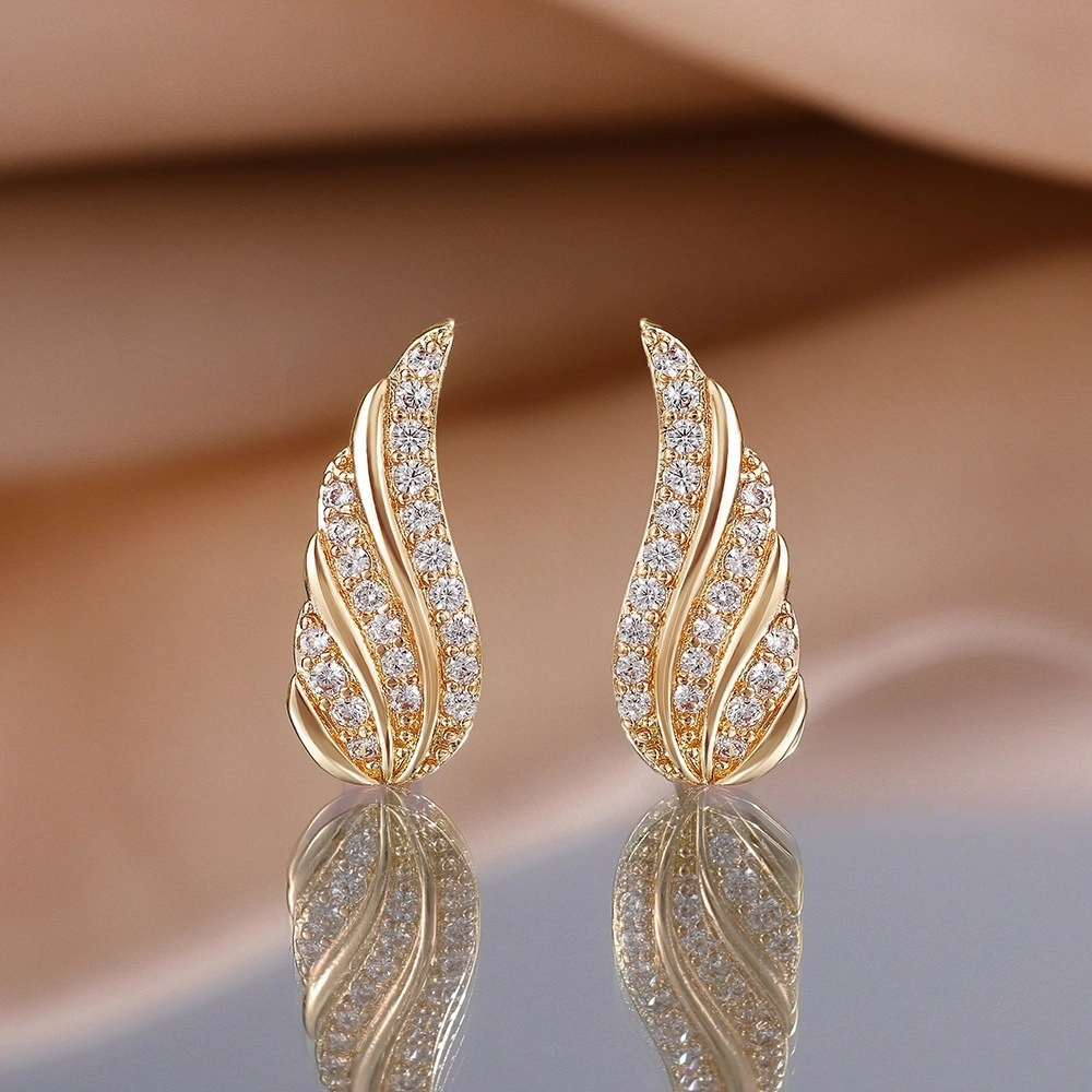 Tone Wing Shape Cubic Zirconia Stud Earring