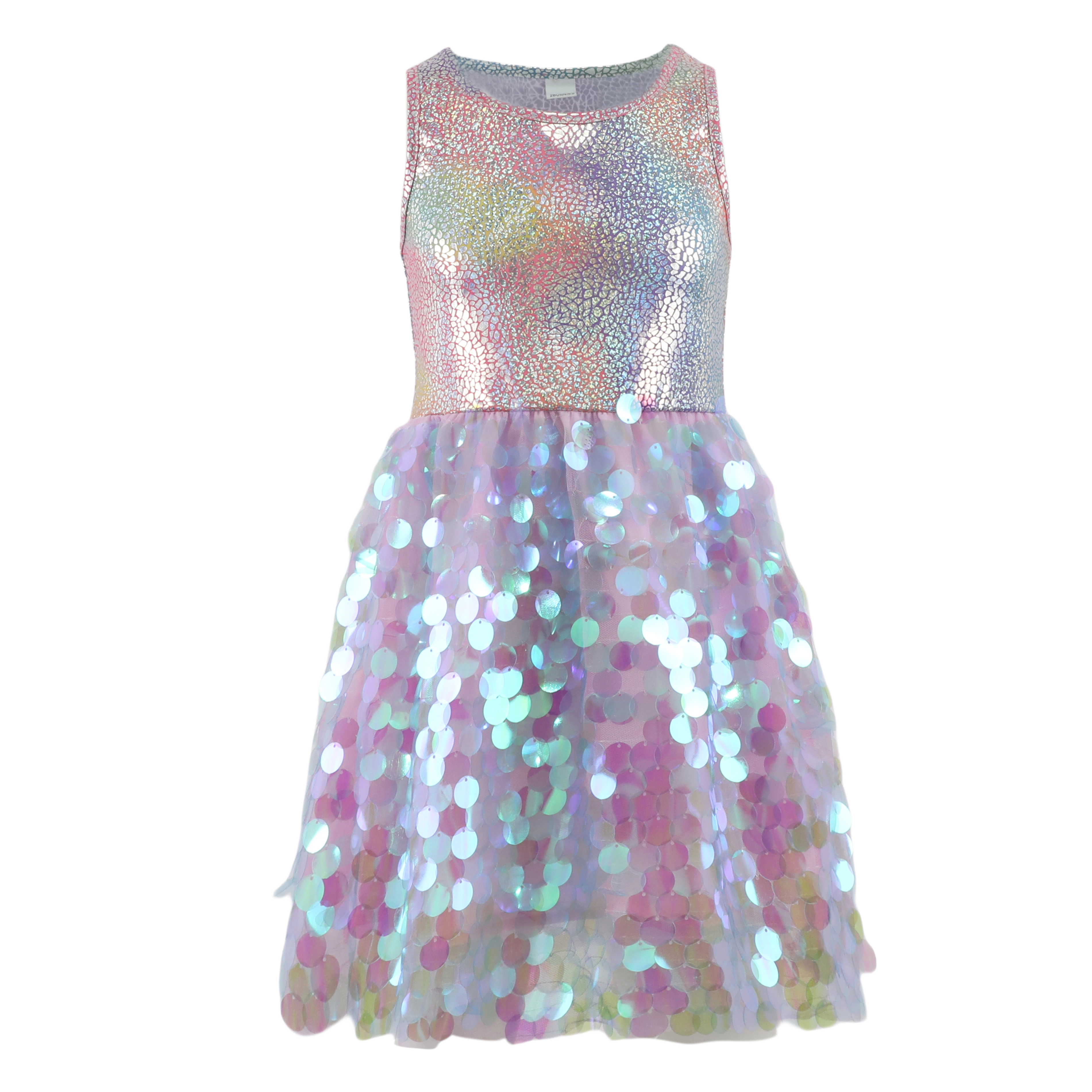 2Bunnies Girls' Ombre Iridescent Paillette Sequin Sleeveless Dress