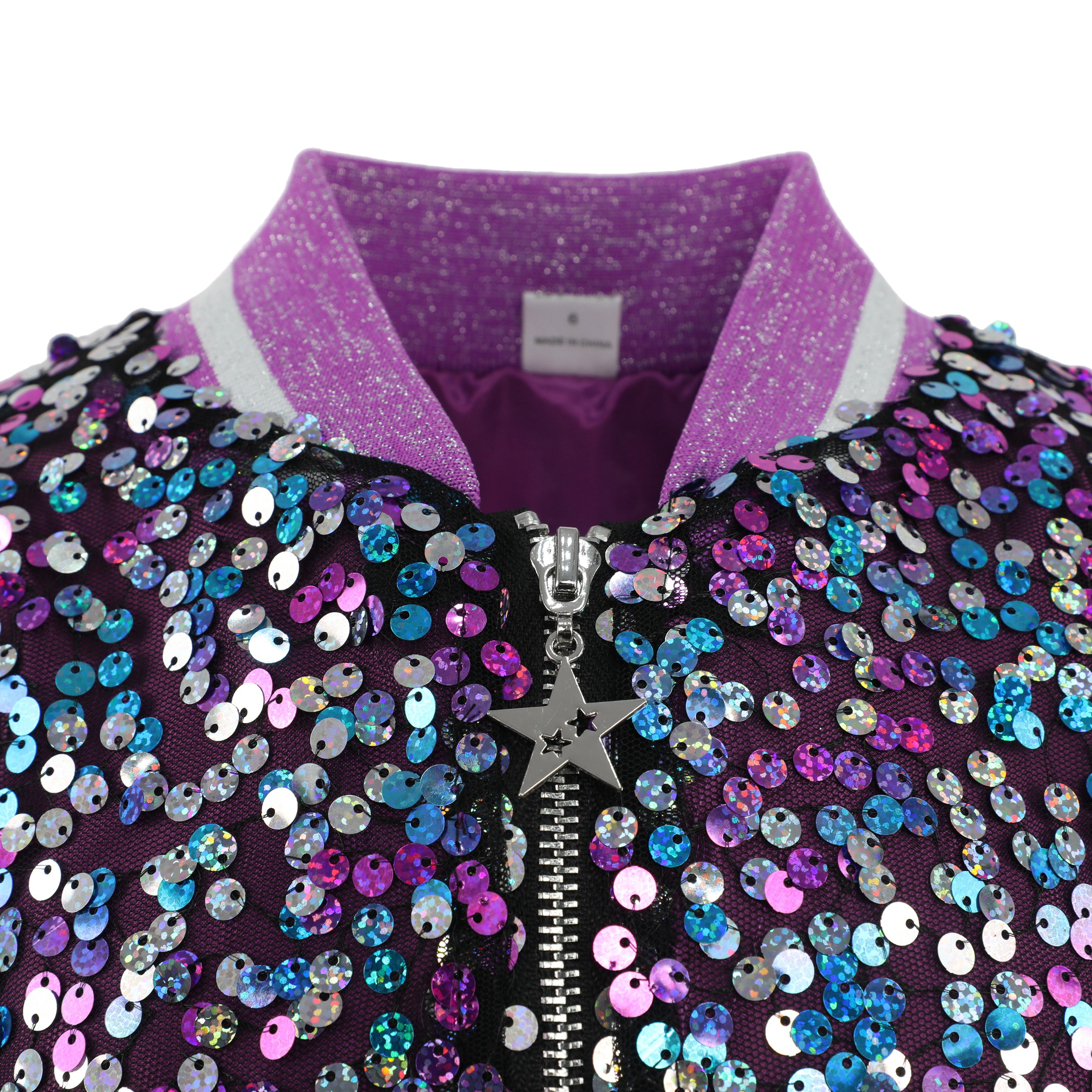 2Bunnies Girls' Amethyst Dream Multicolor Sequin Bomber Jacket