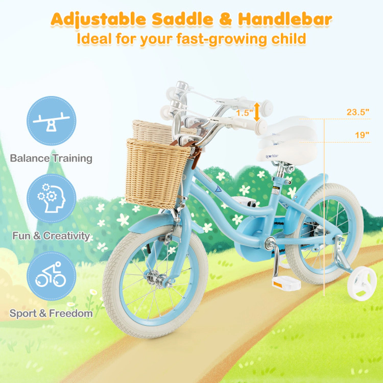 Hivvago -Inch Kids Bike with Training Wheels and Adjustable Handlebar Seat