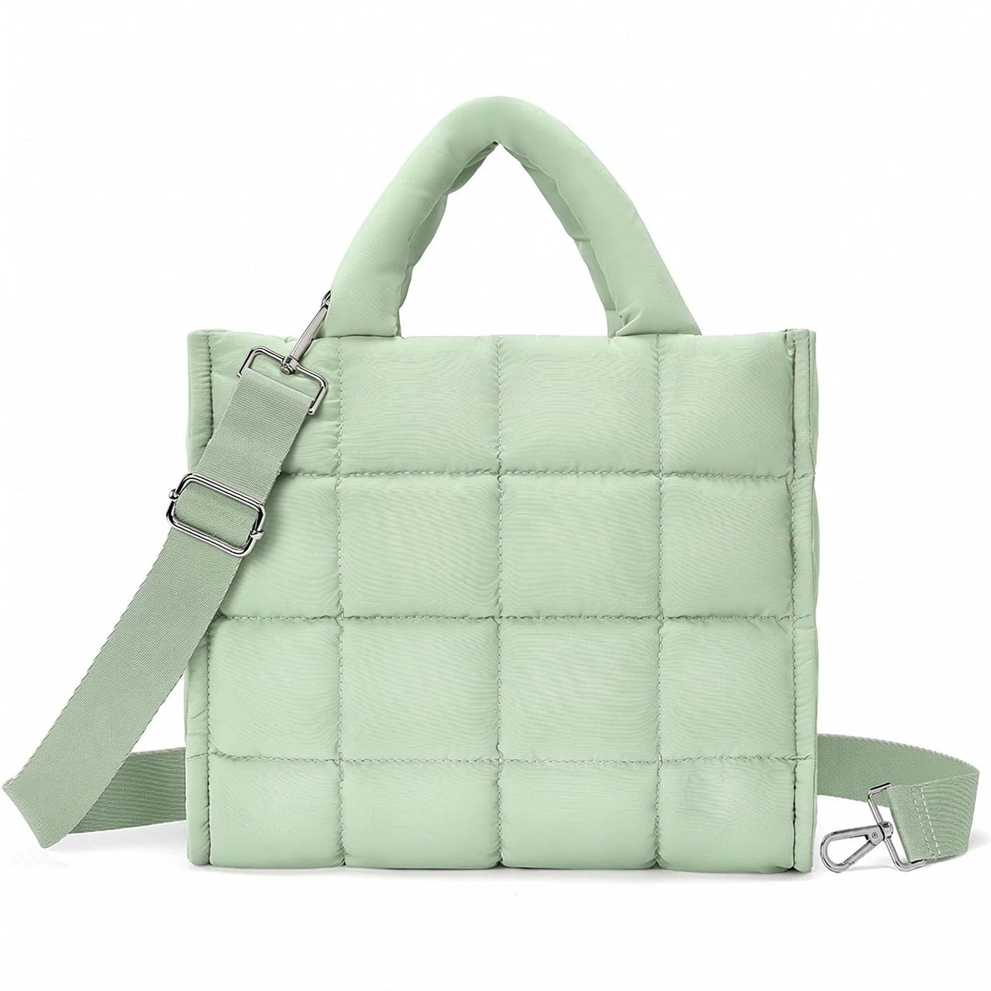 Alilang Women's Quilted Puffer Tote Bag with Top Handles and Adjustable Crossbody Strap 11x10x5.5in