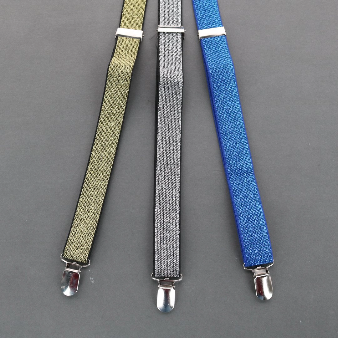 CTM® Women's Elastic Glitter Clip-End Suspenders