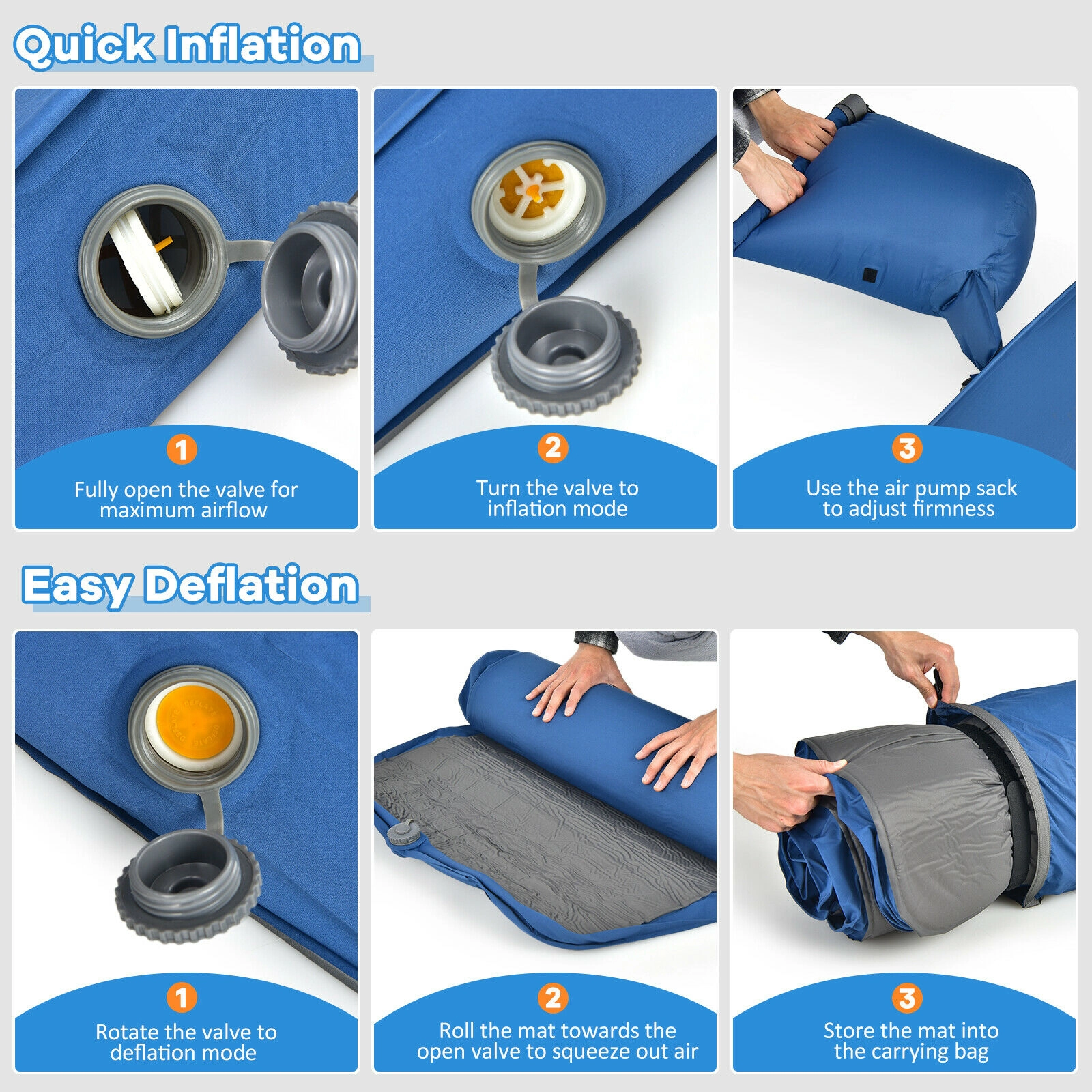 SUGIFT 81-in Self-Inflating Camping Air Mattress 4-in Foam Camp Bed Roll with Storage Sack for Tent Travel