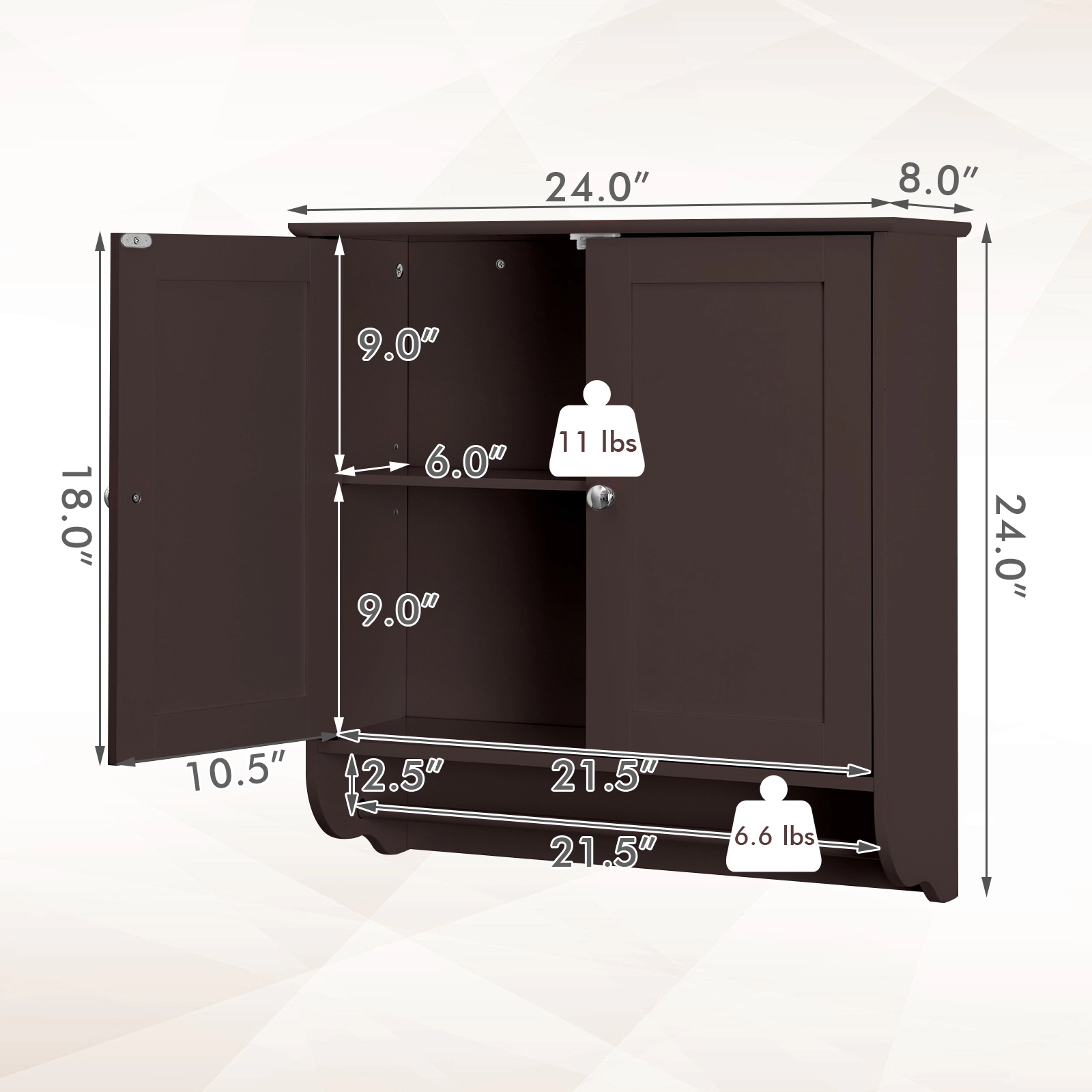 Slickblue Wall Mounted Bathroom Medicine Cabinet with Adjustable Shelf and Towel Bar