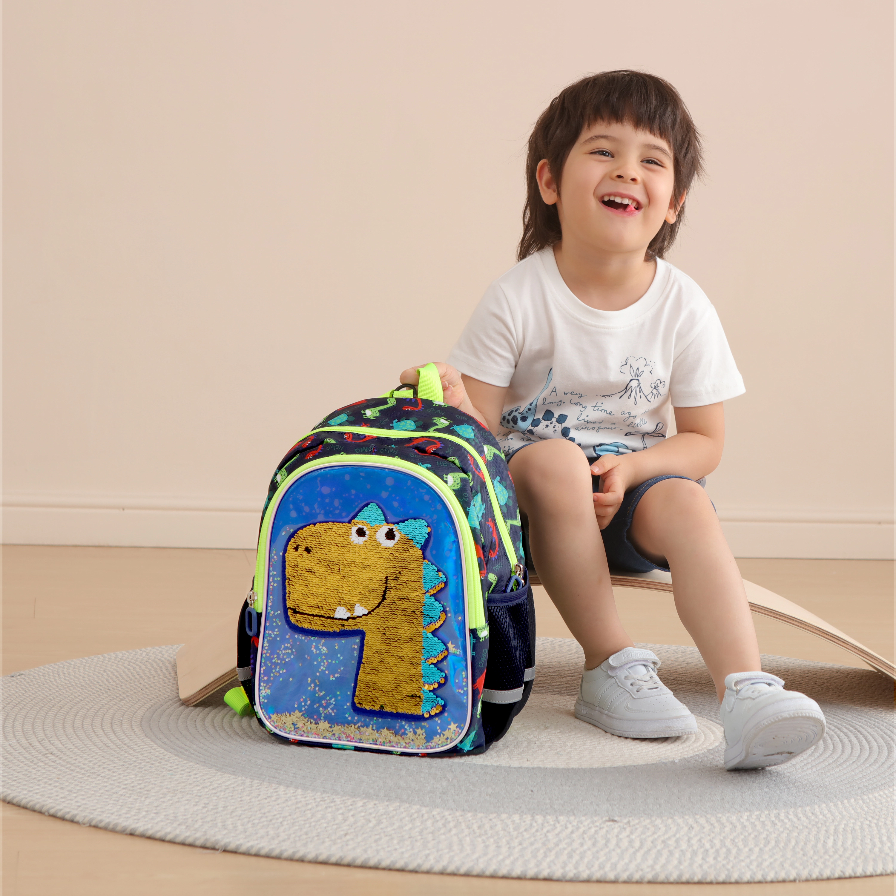 SUNVENO Kids' Dinosaur Reversible Sequin Backpack