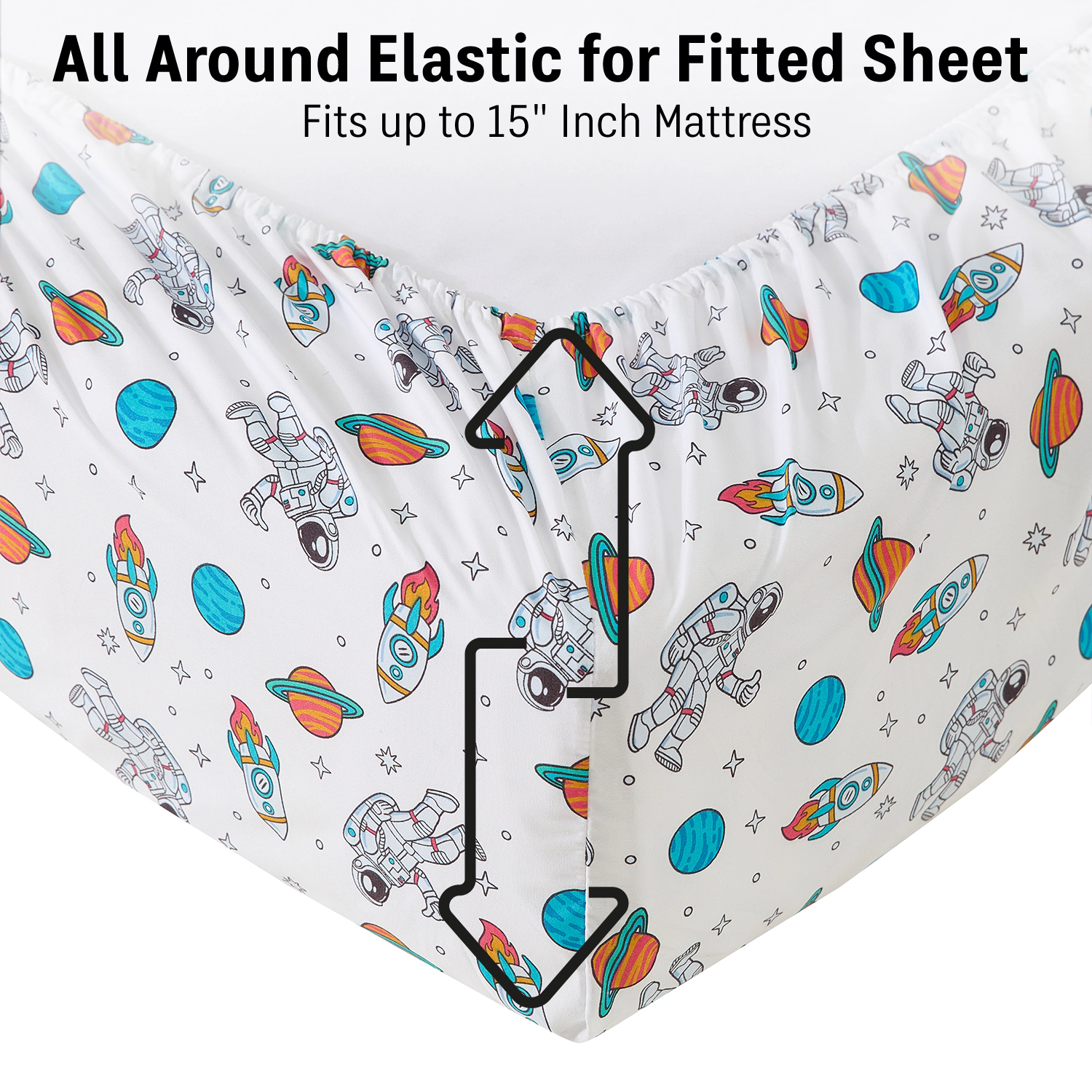 HLC.ME UFO Space Printed Boys Bed Sheets Set - Wrinkle Resistant & Ultra Soft Fits Mattresses up to 15 Inches Deep