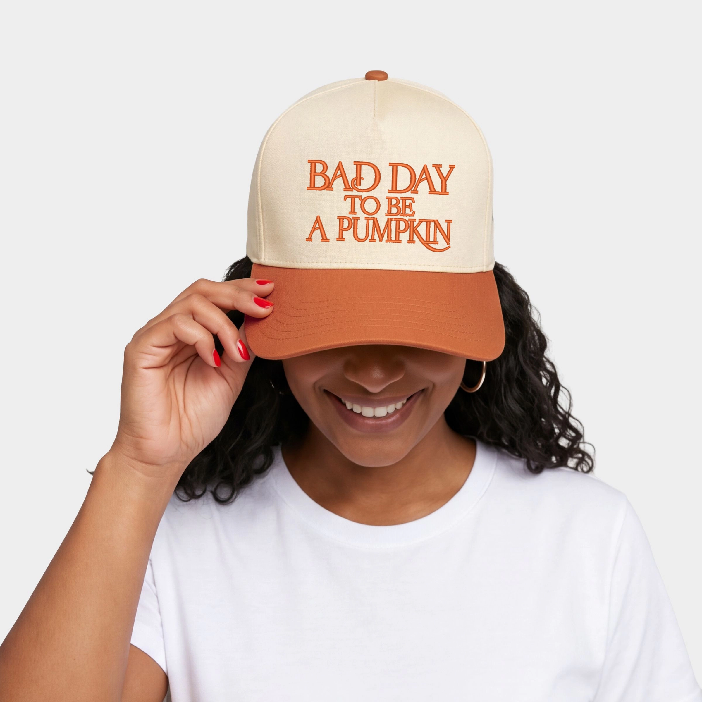 Simply Sage Market - Women's Canvas Trucker Hat Embroidered Bad Day To Be A Pumpkin