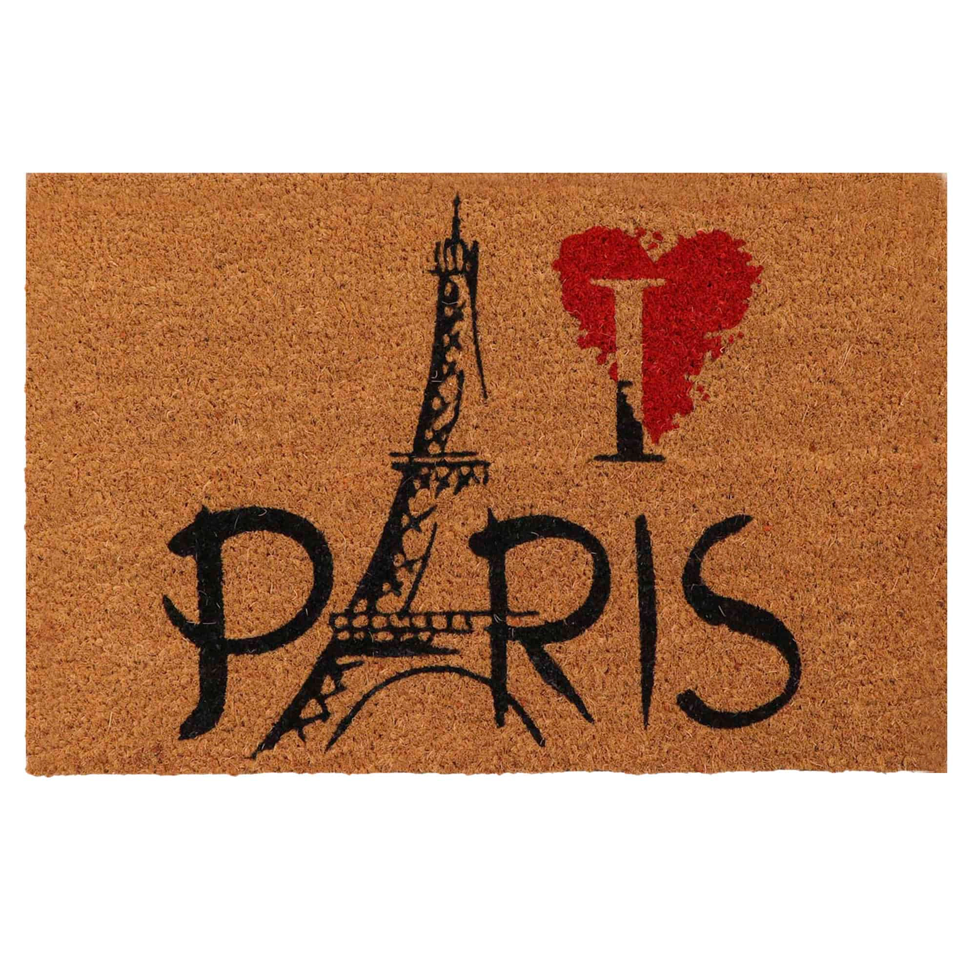 Evideco French Home Goods Natural Paris Eiffel Coir Doormat 24 x 16 Inches