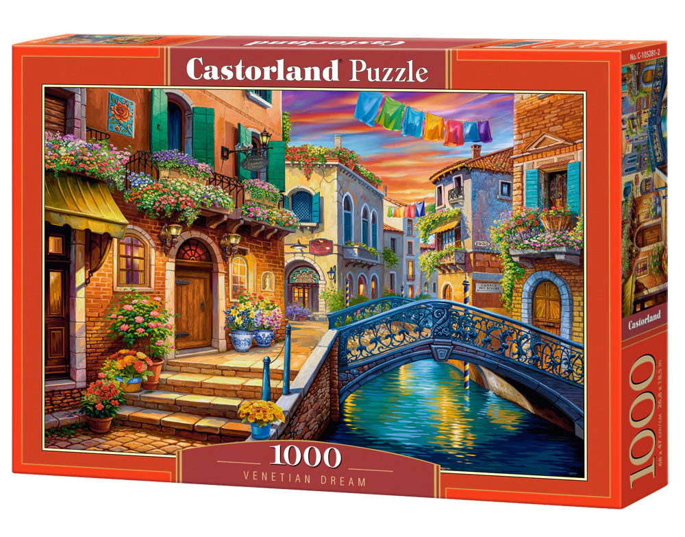 CASTORLAND 1000 Piece Jigsaw Puzzles, Venetian Dream, Vibrant Venice canal scene, Italian charm, C-105281-2