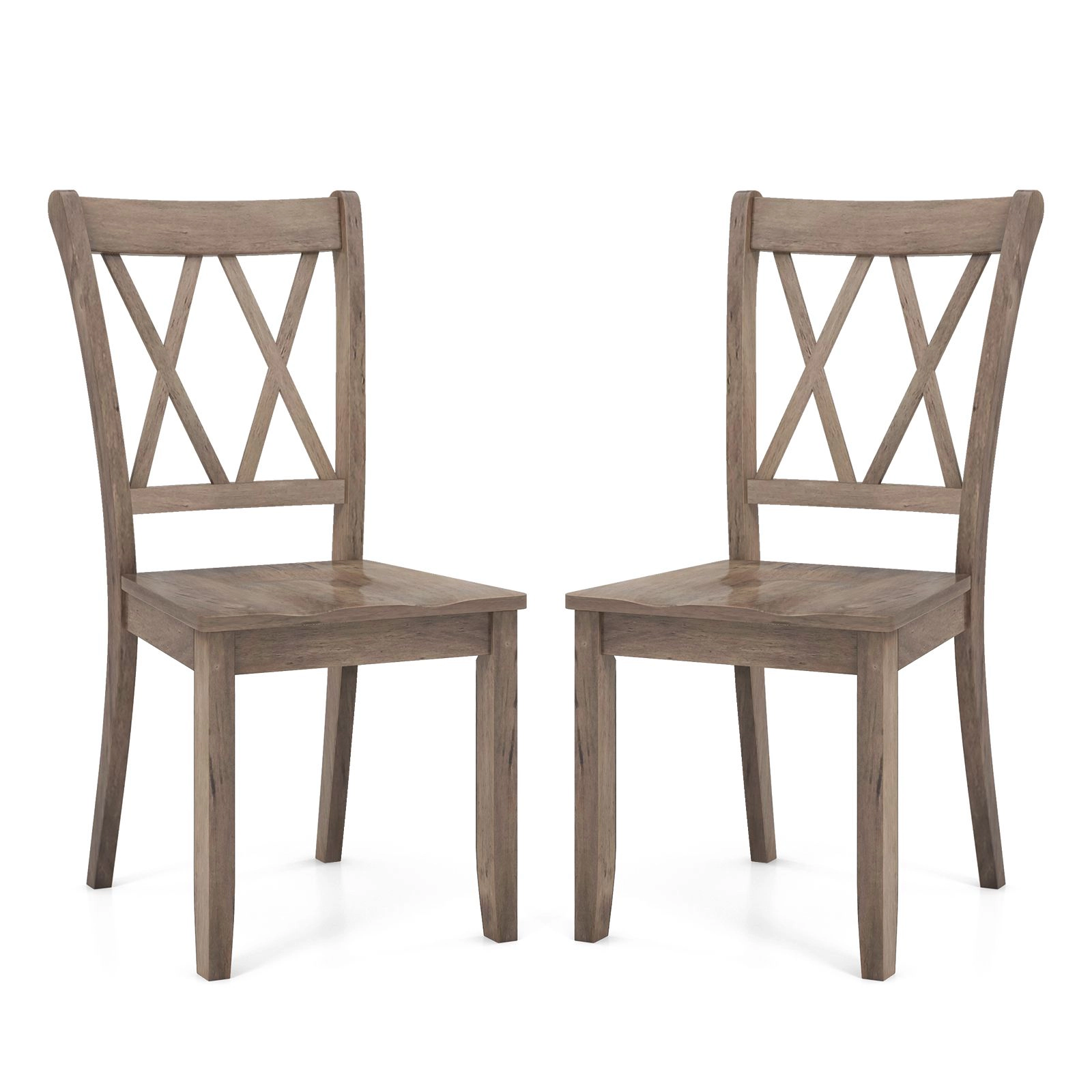 SlickBlue Farmhouse Dining Chairs, Cross Back, Rubber Wood, Set of 2
