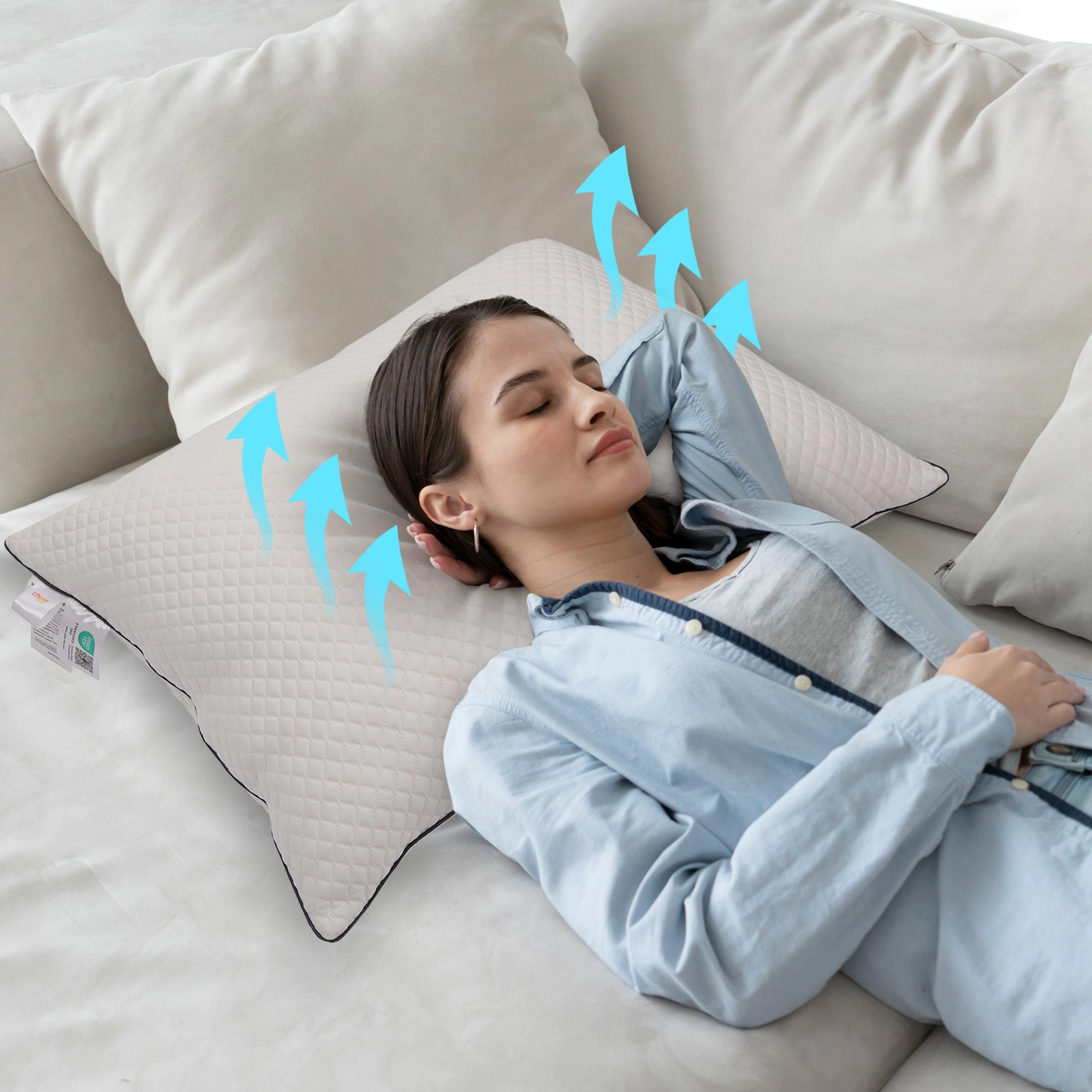 Cheer Collection Cooling Ice Fiber Pillow with Plush Foam Blend