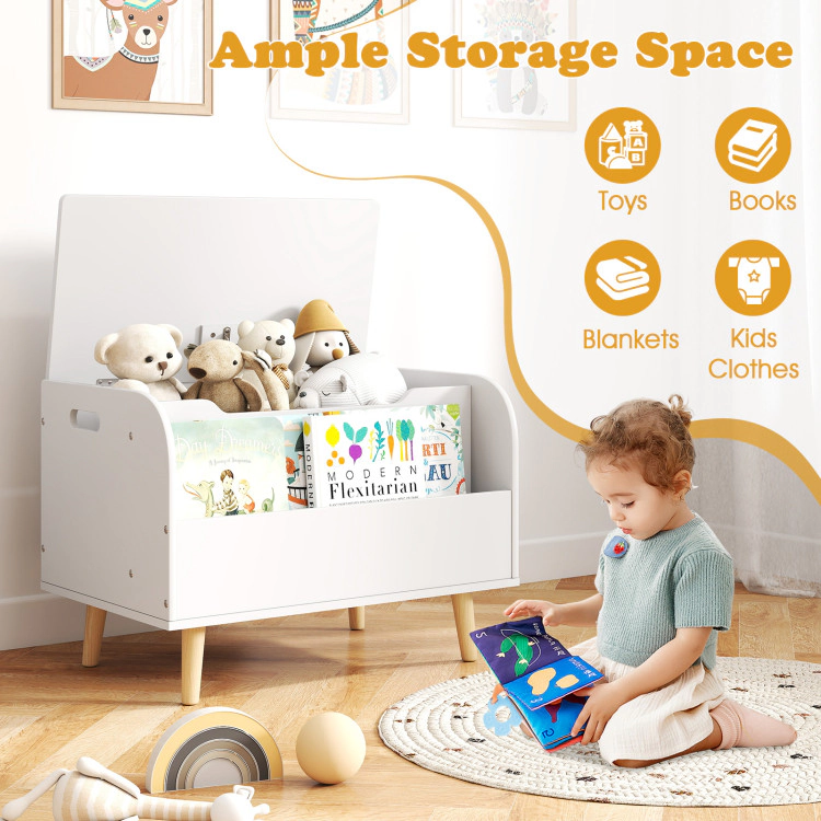 Hivvago Kids Toy Storage Bench With Front Bookshelf And 4 Wood Legs