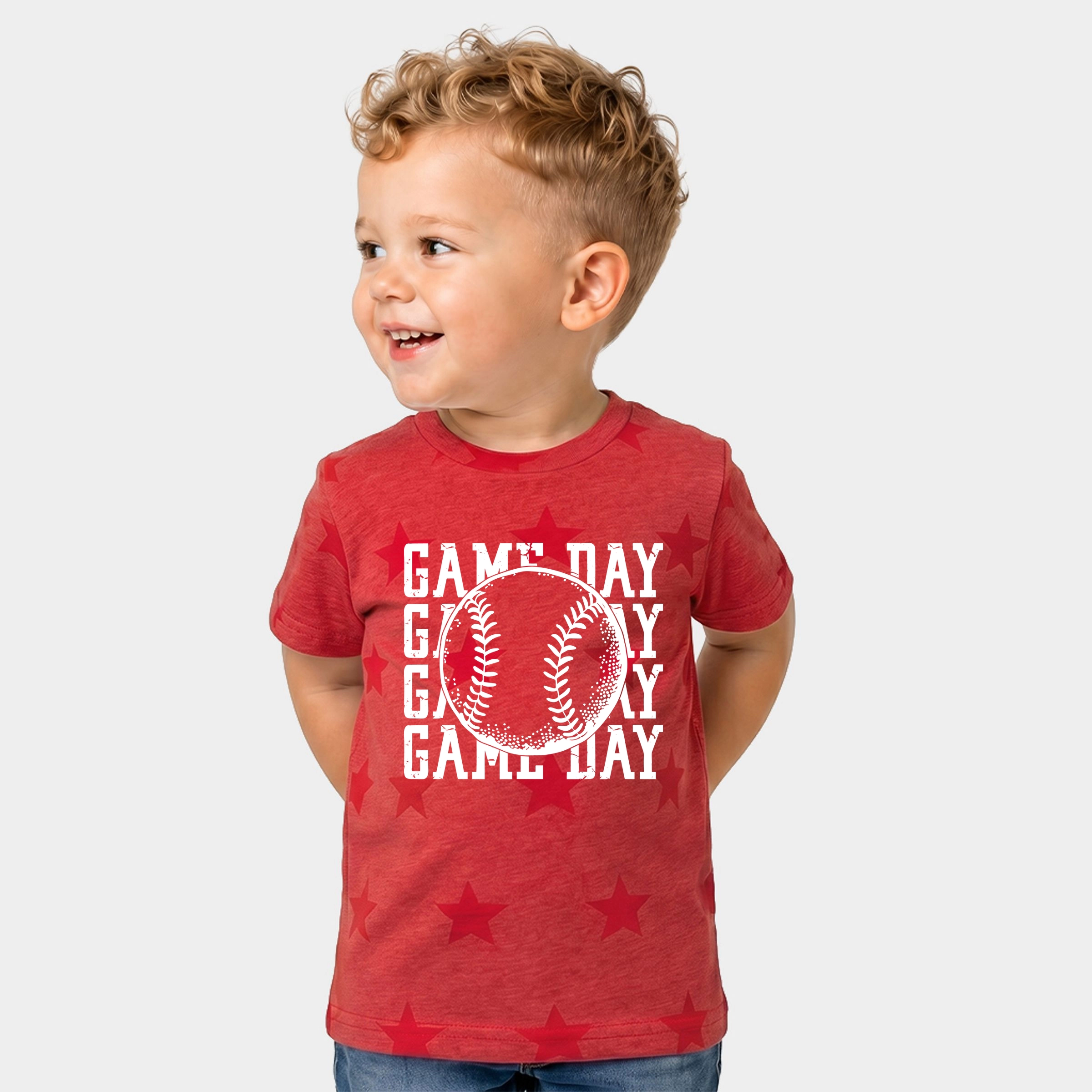 The Juniper Shop - Distressed Game Day Baseball Toddler Short Sleeve Star Tee