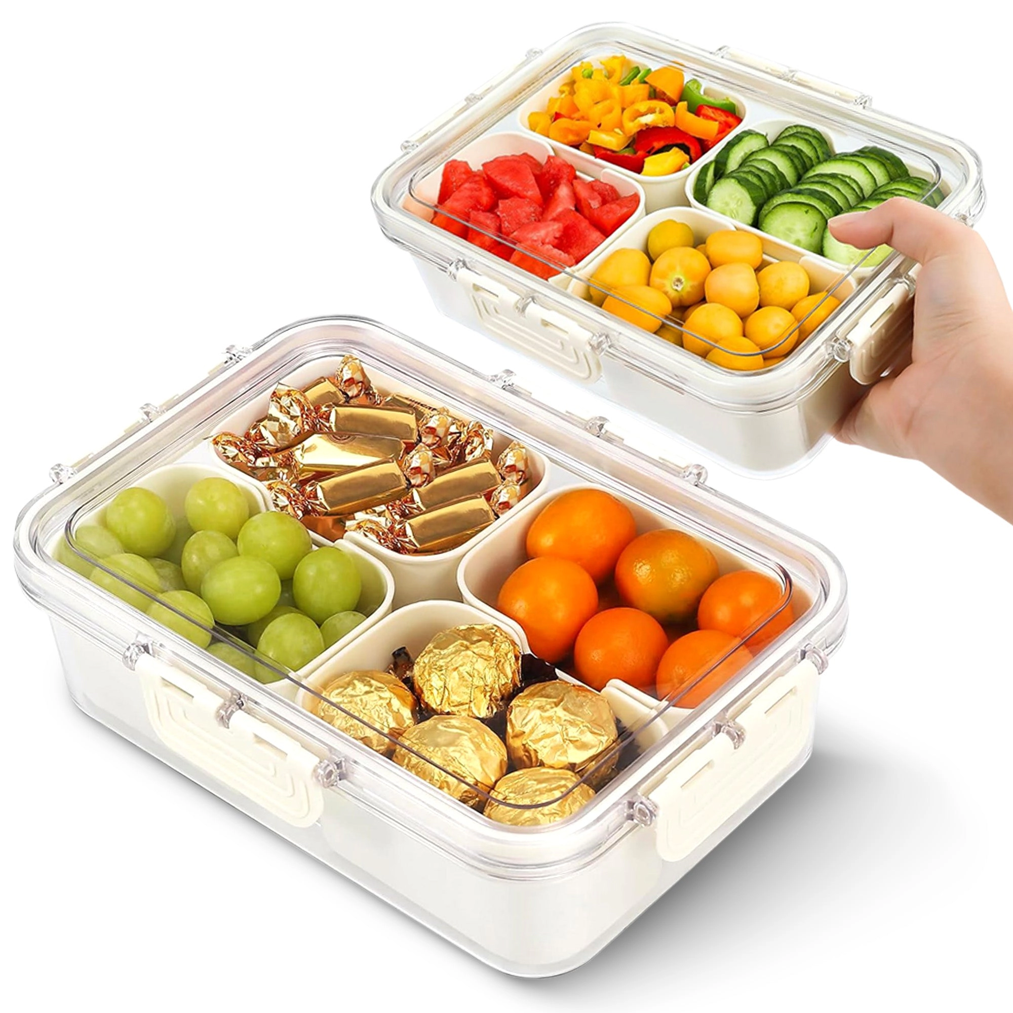 Cheer Collection 4 Compartment Airtight Food Storage Container with Nested