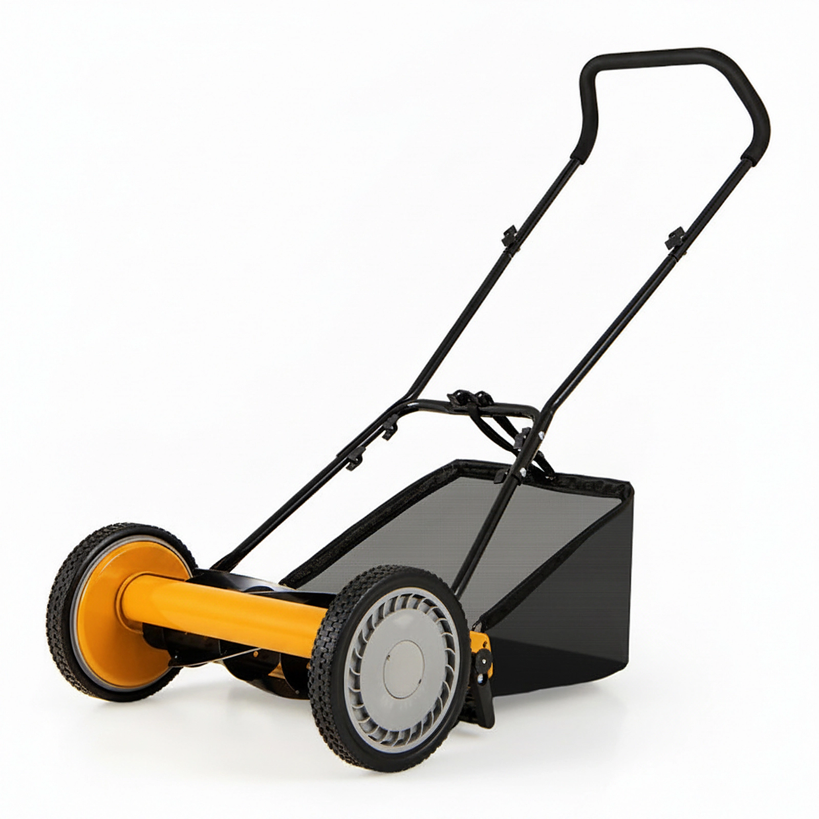 SUGIFT 16-in Cutting Width Manual Push Lawn Mower with 5 Steel Blades and Grass Catcher Bag Orange