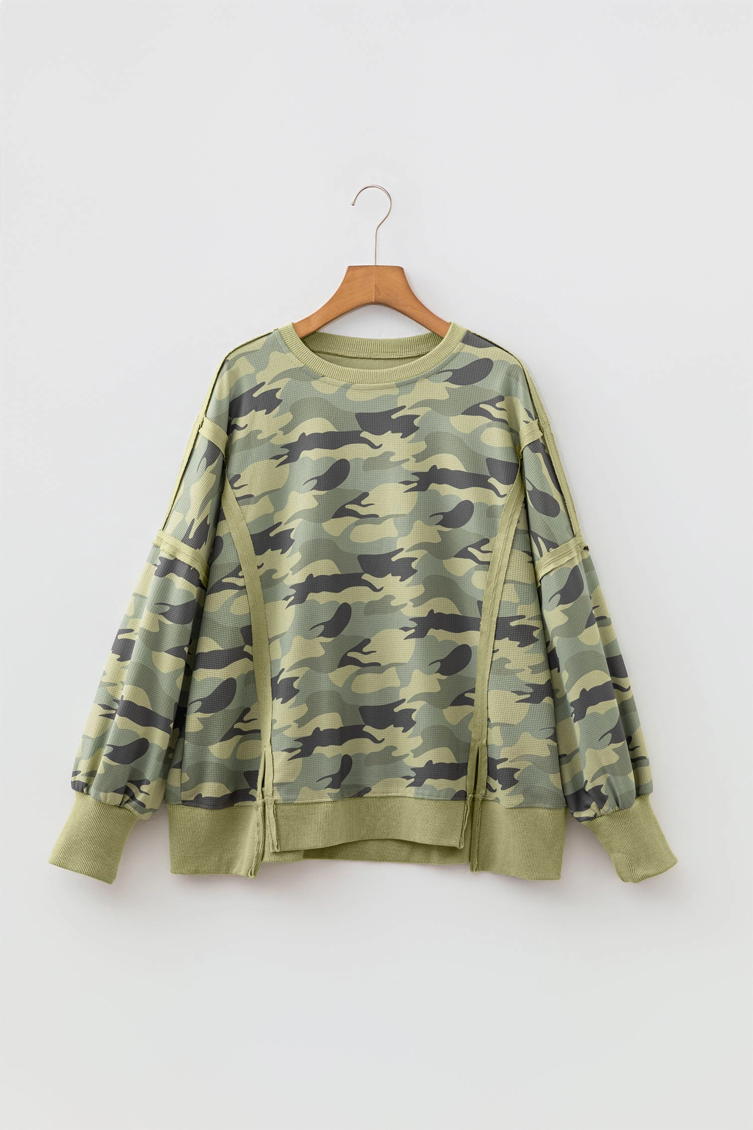 Threaded Pear Piper Contrast Trim Oversized Long Sleeve Top