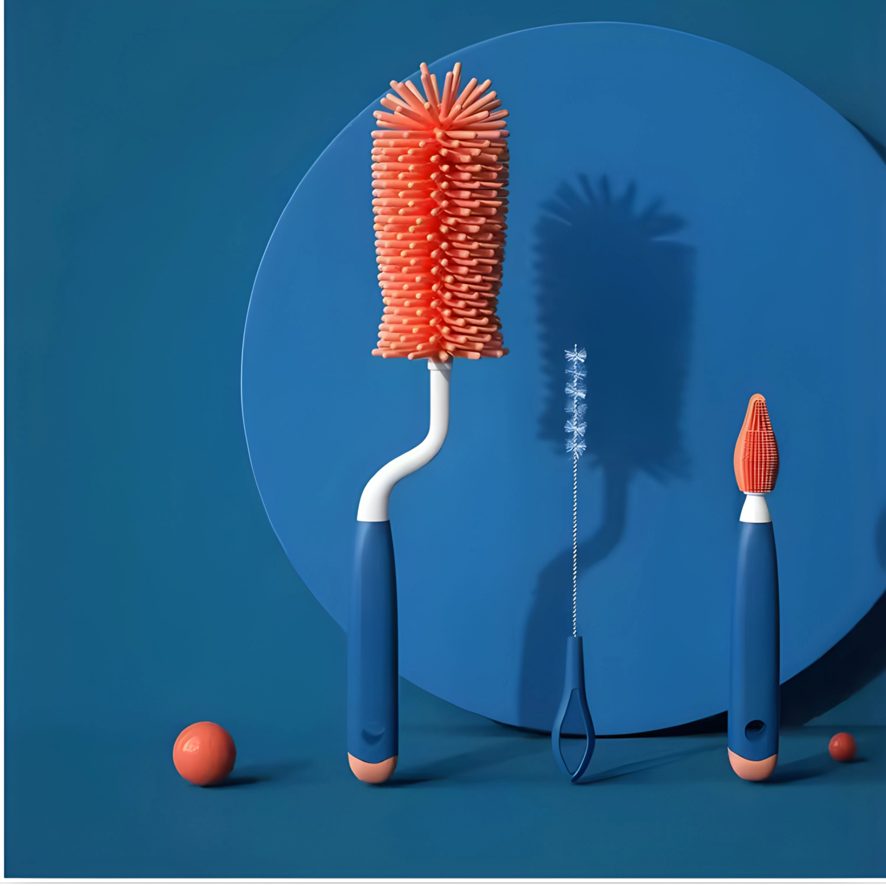 Kitcheniva 3 Pcs Set Curved Silicone Bottle Brush