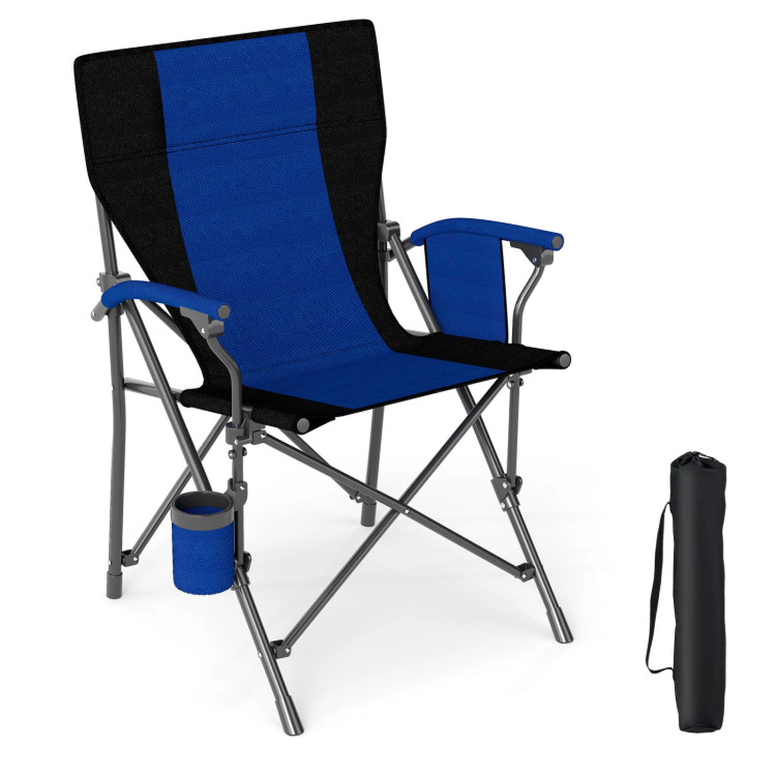 SUGIFT 350-lb Capacity Portable Folding Outdoor Camping Chair with Oxford Cloth Cup Holder and Side Pocket
