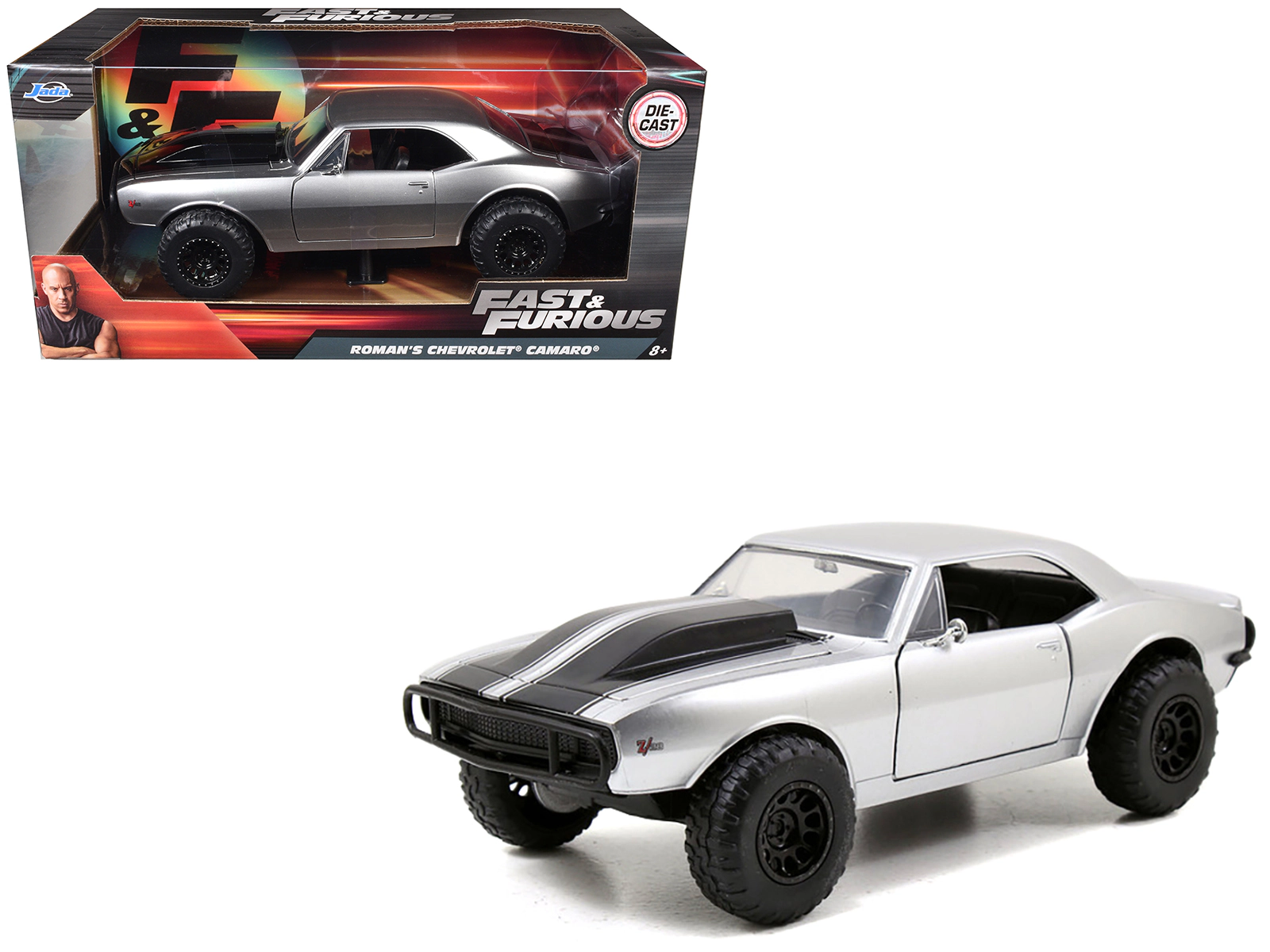 Jada Roman's Chevrolet Camaro Z/28 Silver "Fast & Furious 7" Movie 1/24 Diecast Model Car by Jada