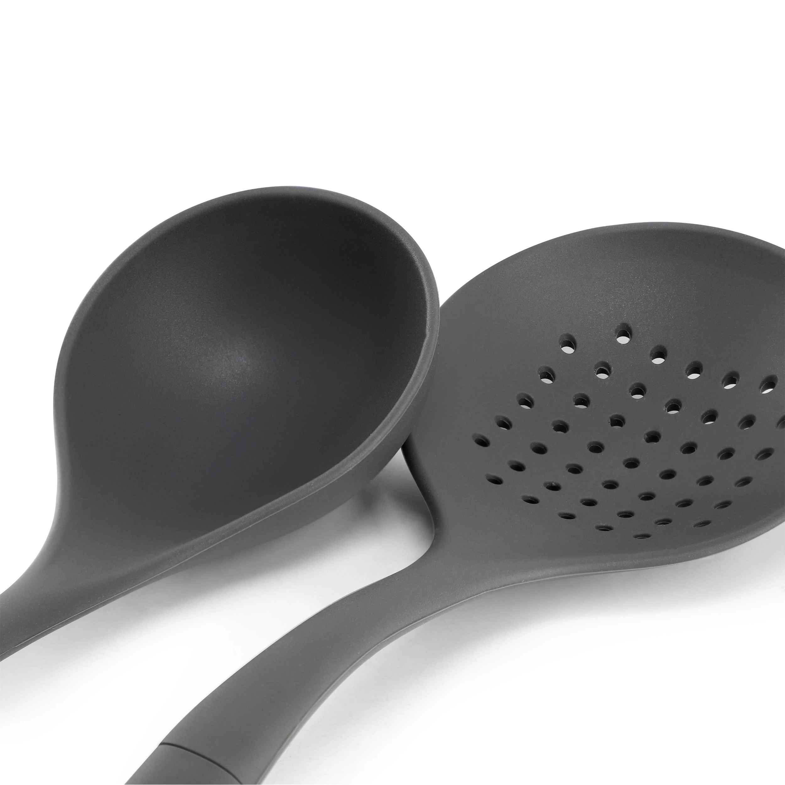 Oster Ridgecrest 2 Piece Silicone Kitchen Tool Skimmer and Ladle Set in Gray