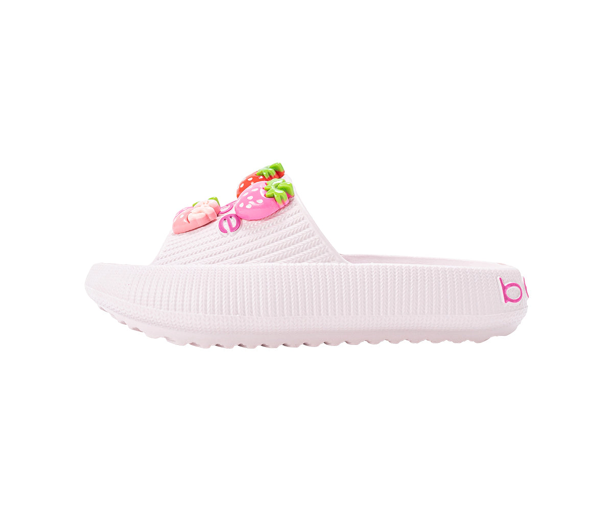 bebe Girl's EVA Slide - Lightweight Comfy Sandals with Strawberry Charms