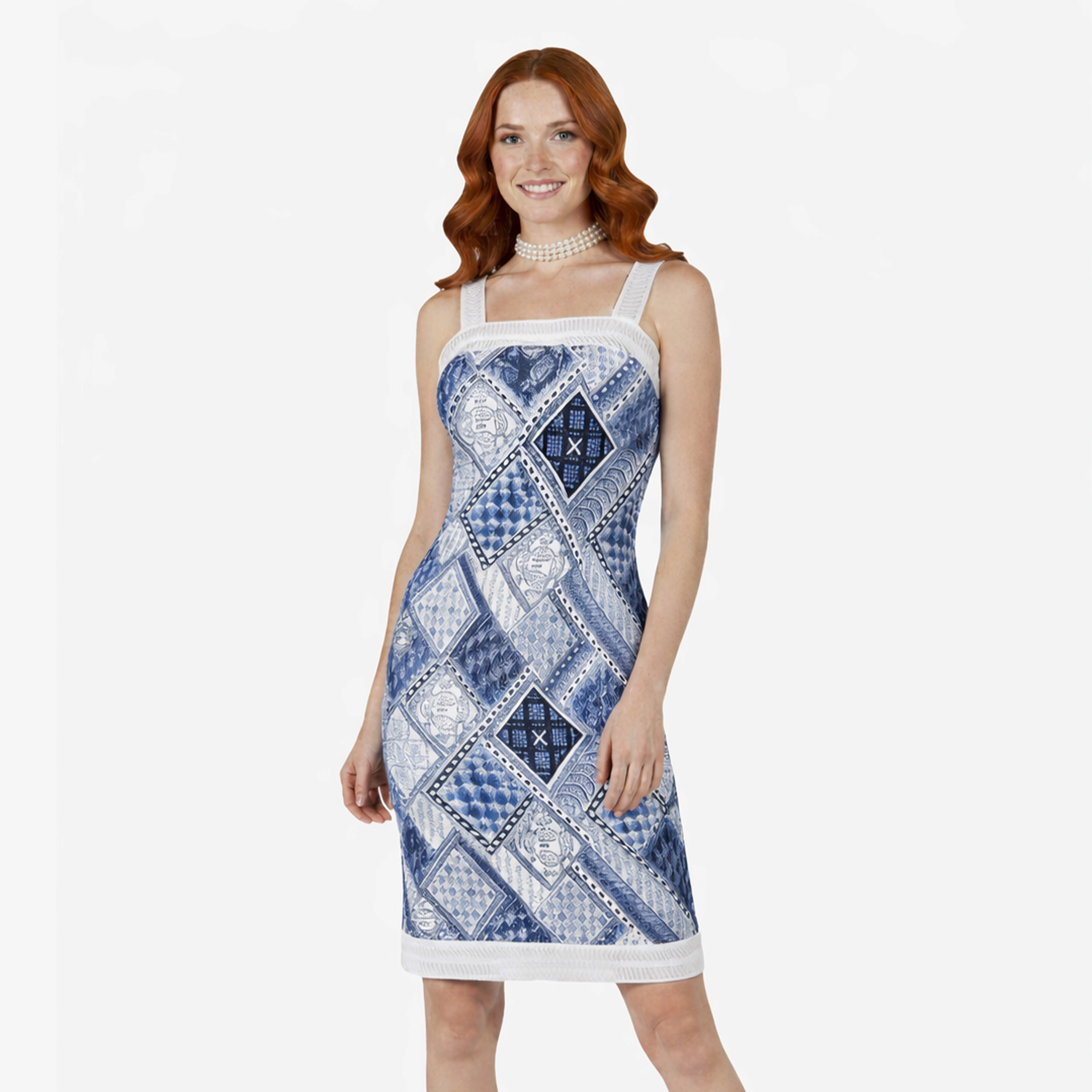 Artyska Women’s Sleeveless Square Print Above-the-Knee Dress