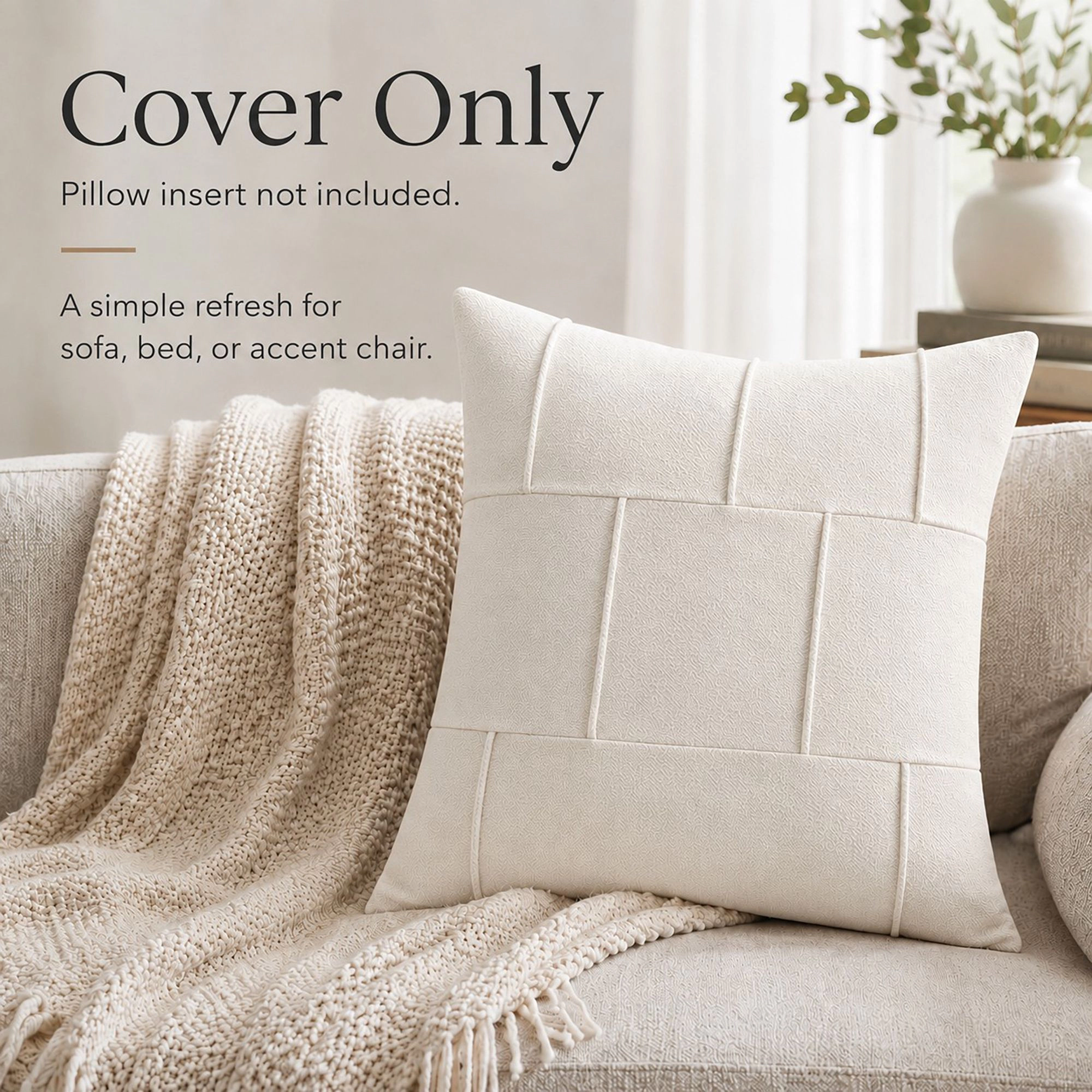 Alilang Unisex Textured Decorative Throw Pillow Cover Soft Accent Cushion for Sofa Bed